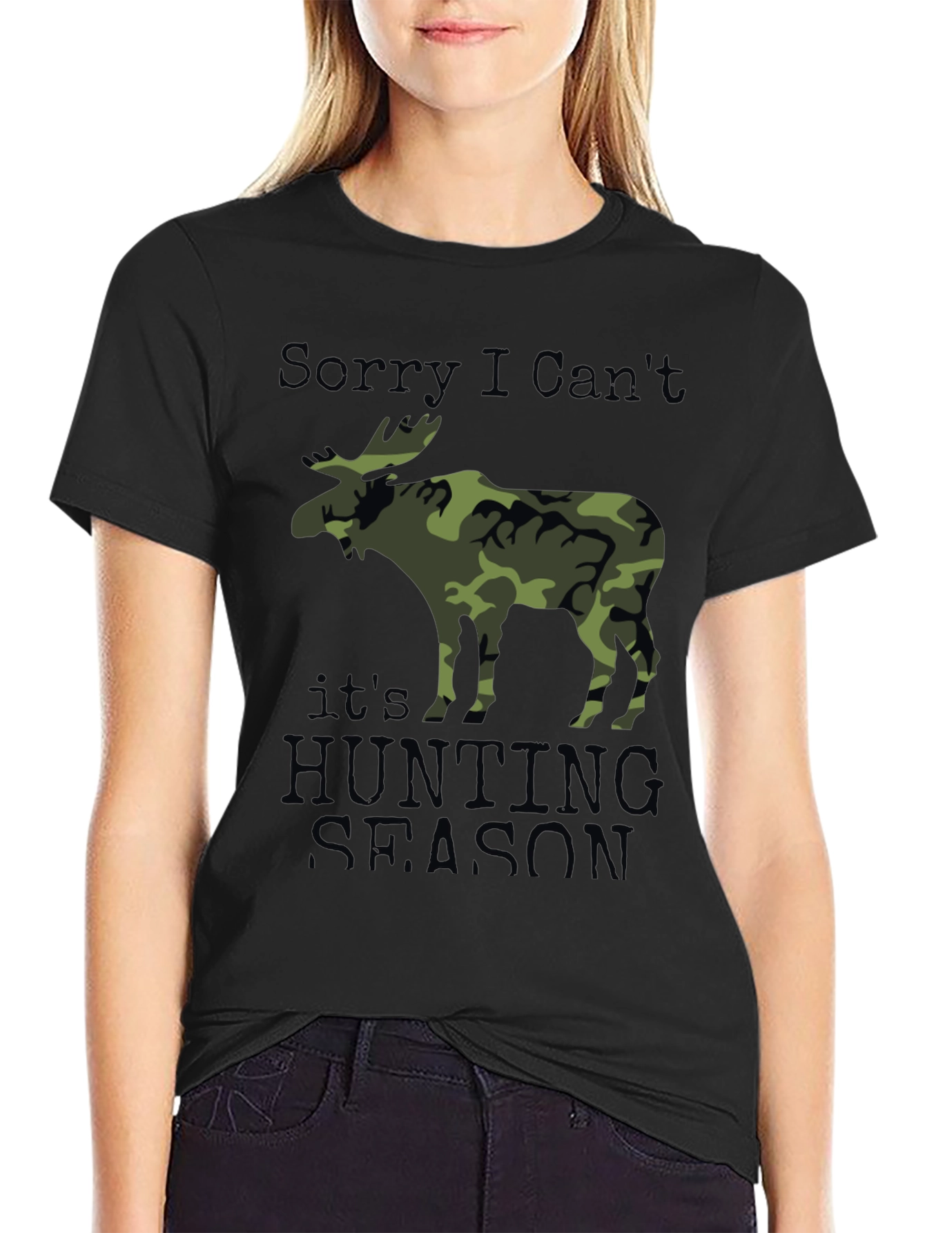 Hunting Season Camo Moose Graphic T-Shirt
