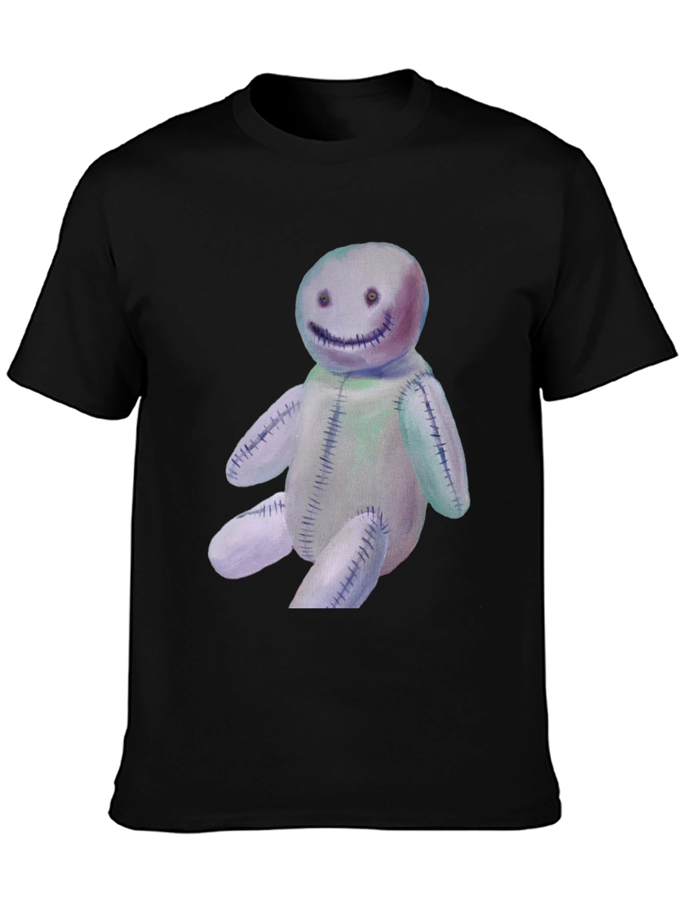 Spooky Stitched Doll Graphic Tee - Black