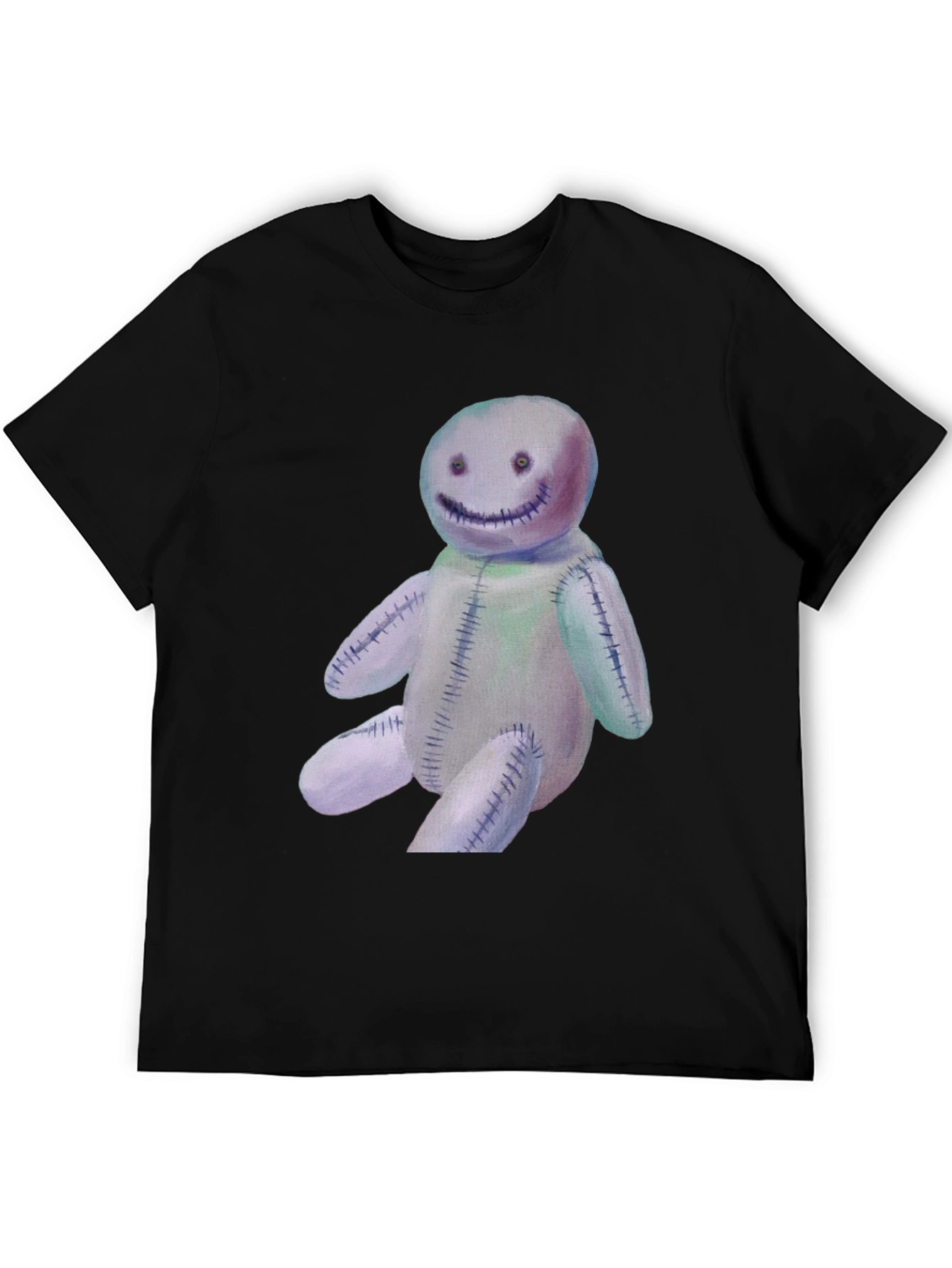 Spooky Stitched Doll Graphic Tee - Black