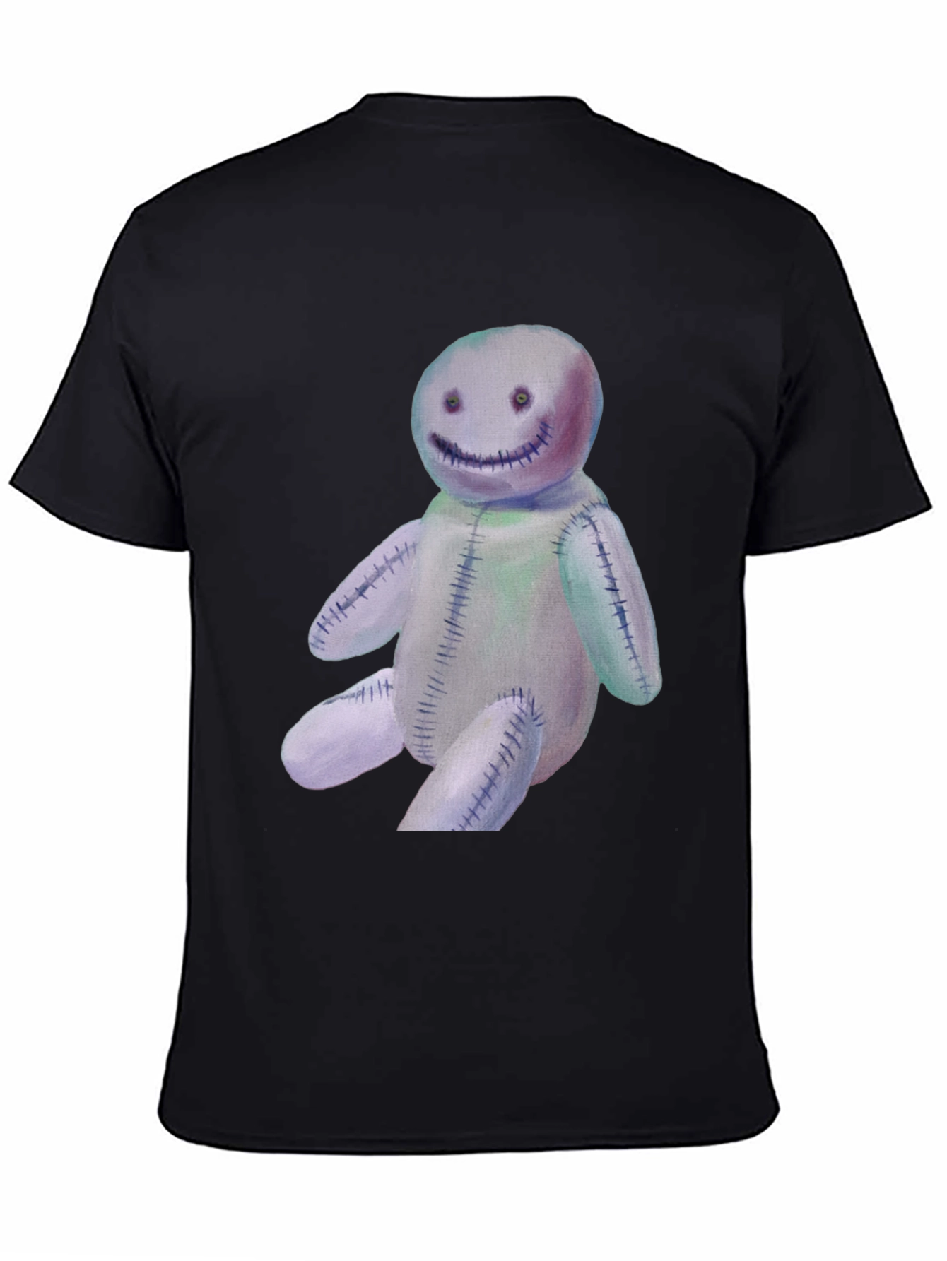 Spooky Stitched Doll Graphic Tee - Black
