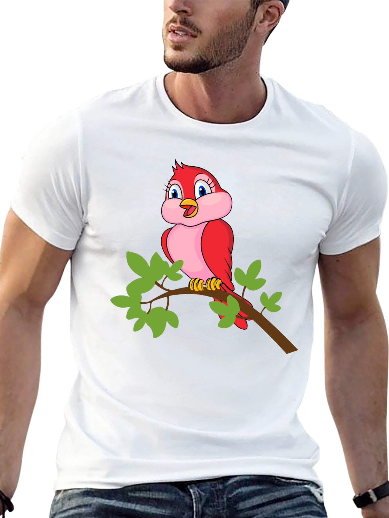 Bird on Branch Black T-Shirt