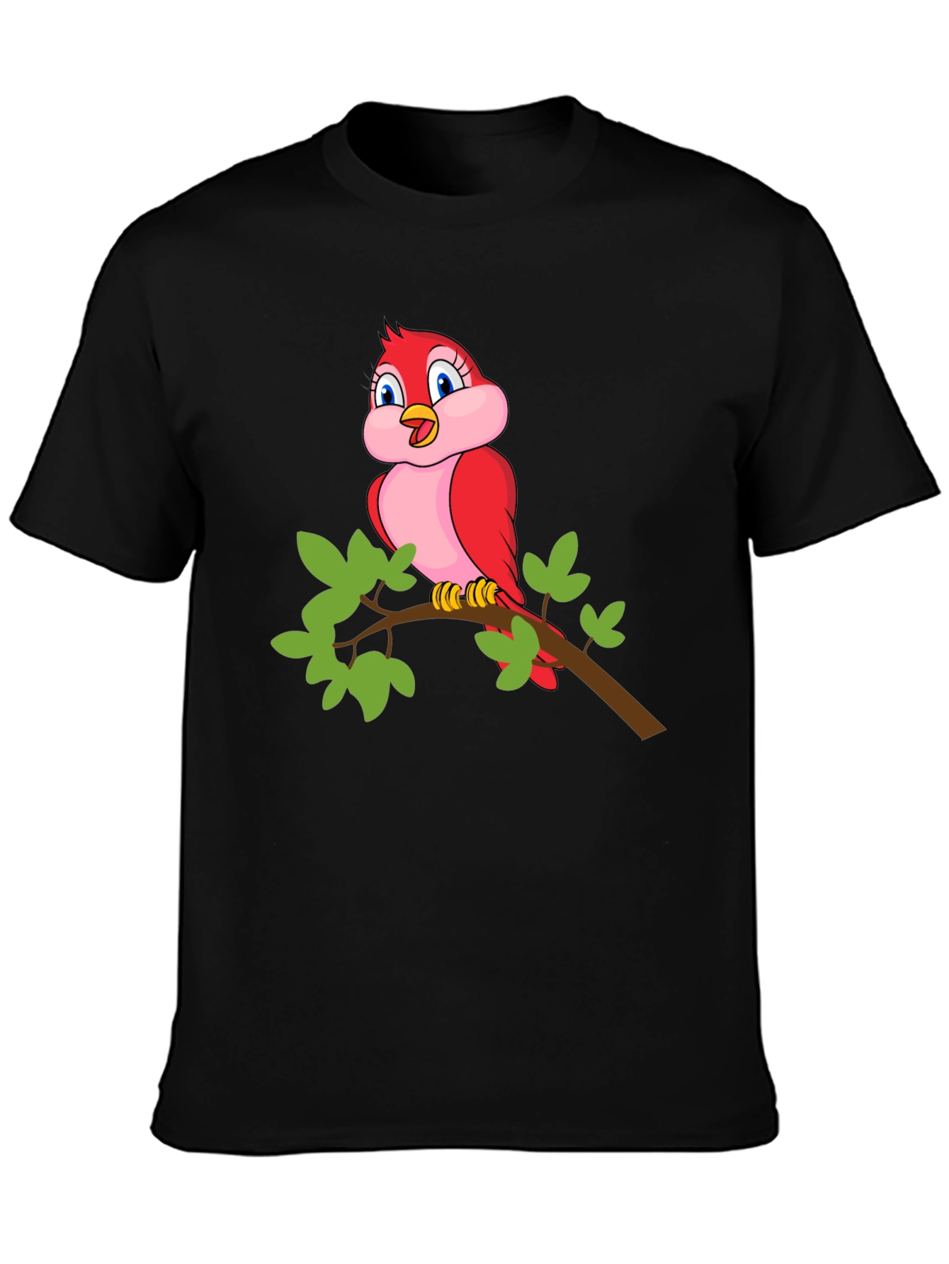 Bird on Branch Black T-Shirt