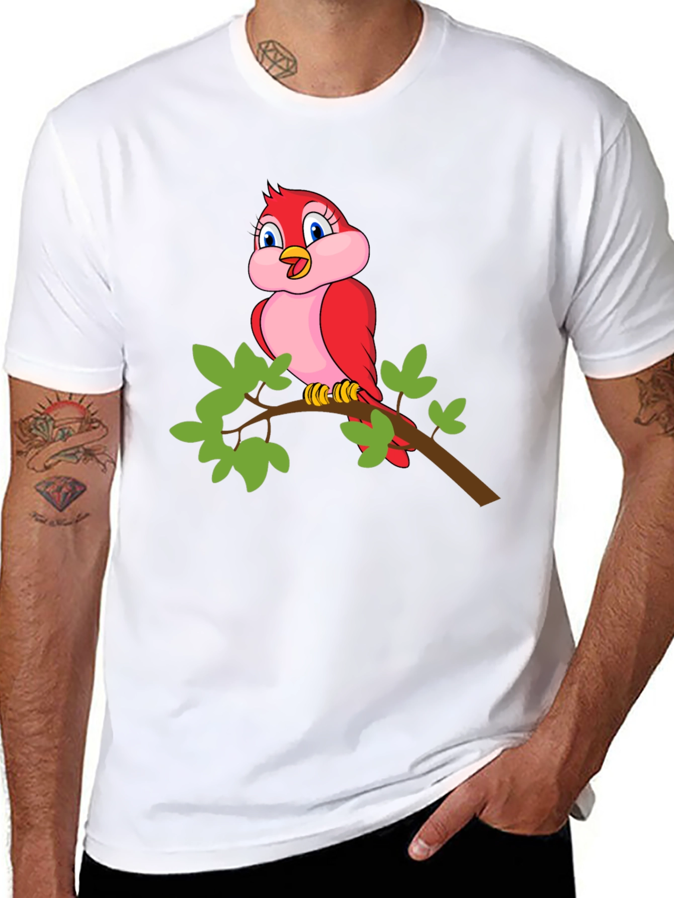 Bird on Branch Black T-Shirt