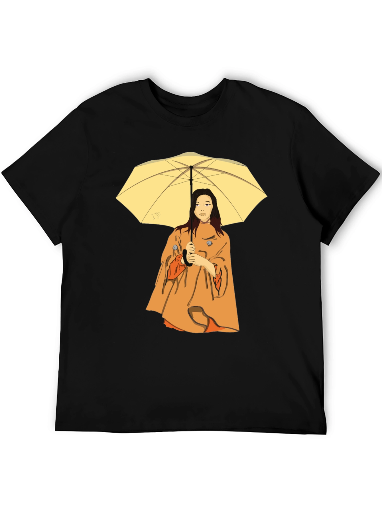 Woman with Umbrella T-Shirt - Black