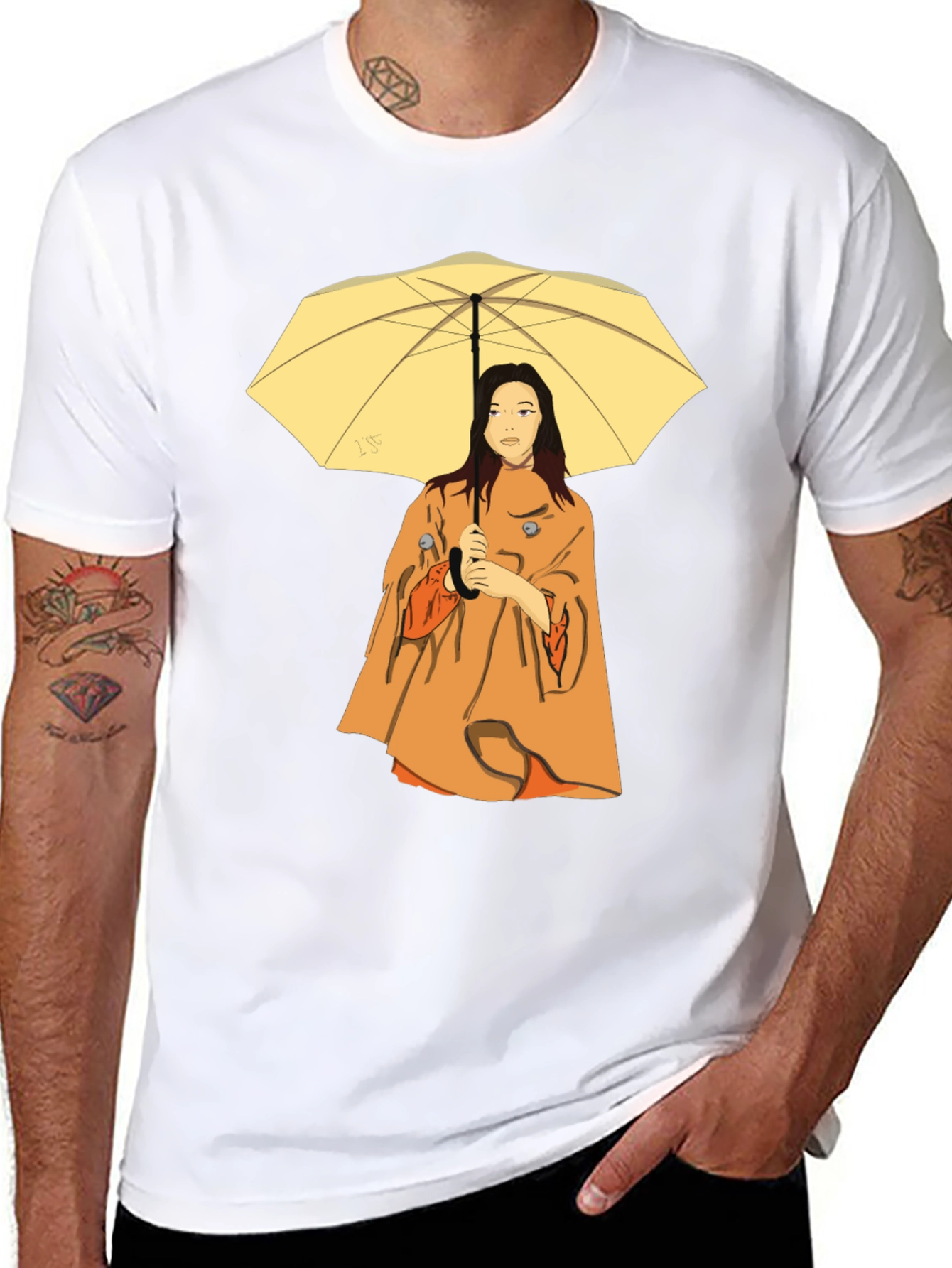 Woman with Umbrella T-Shirt - Black