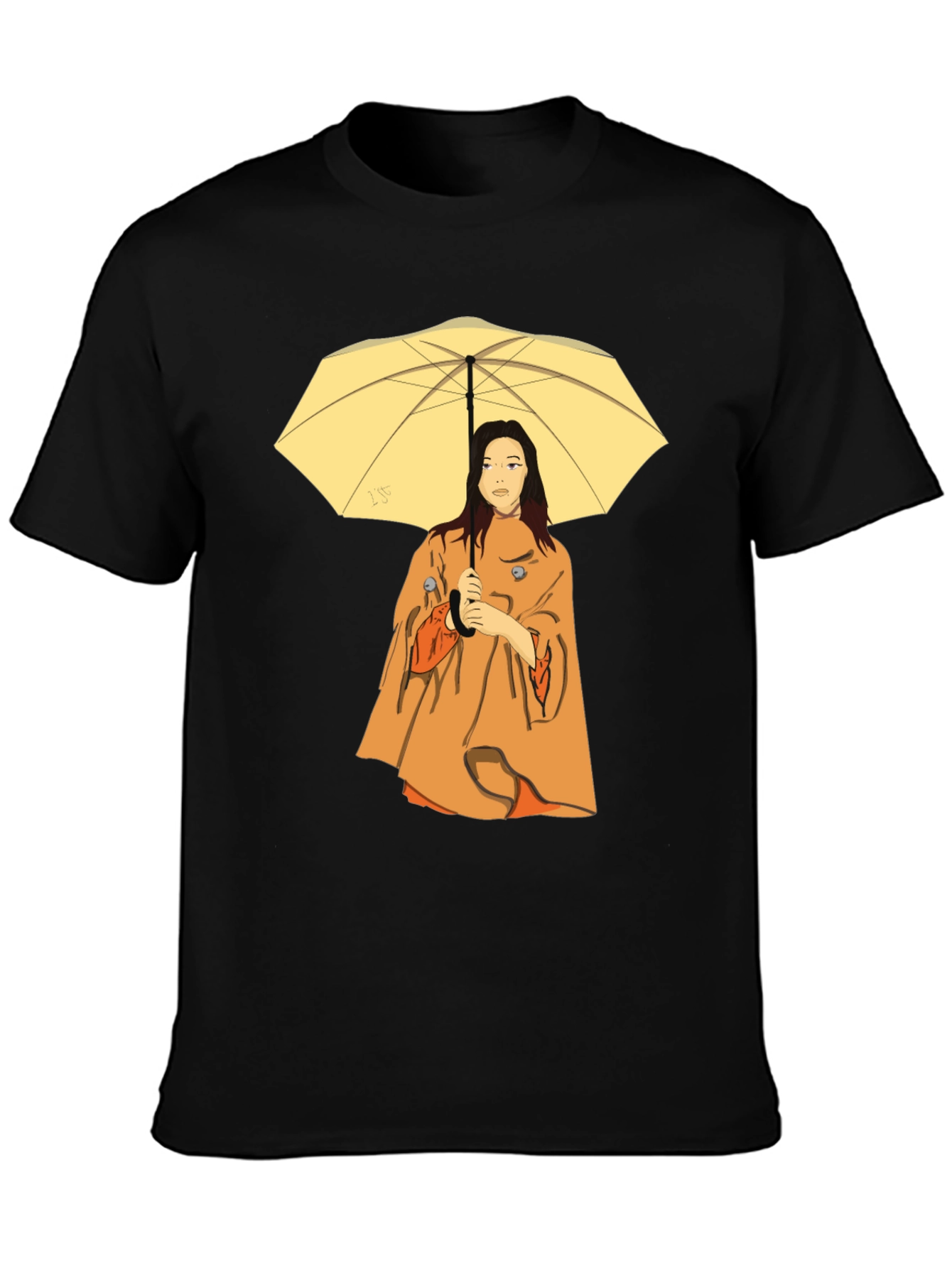 Woman with Umbrella T-Shirt - Black