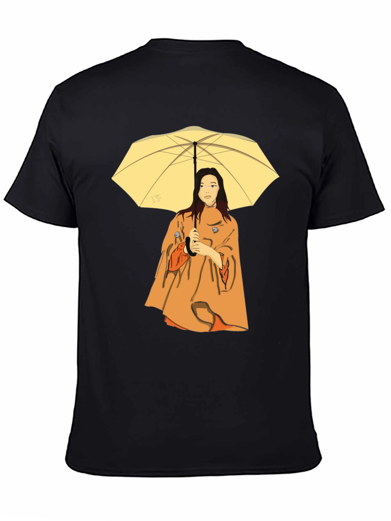 Woman with Umbrella T-Shirt - Black