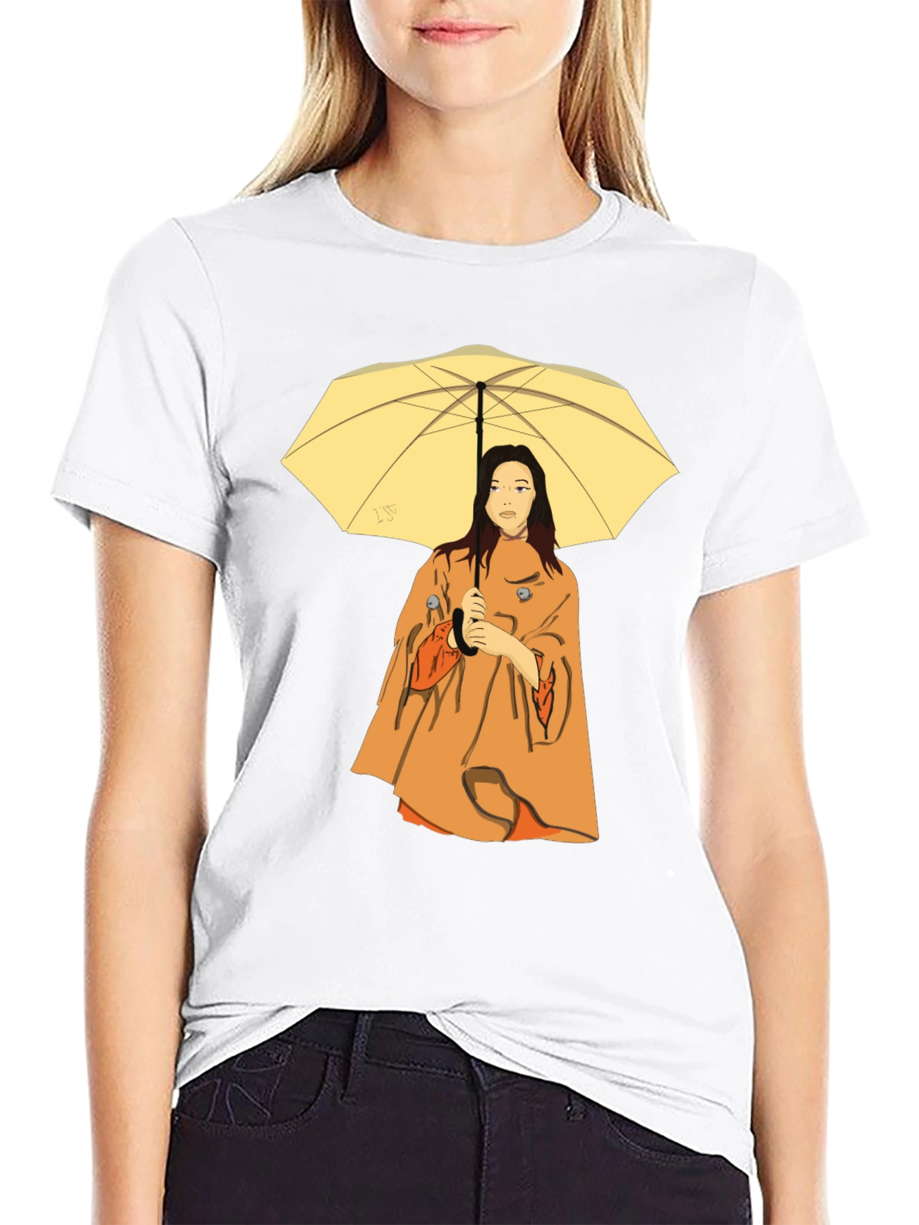 Woman with Umbrella T-Shirt - Black