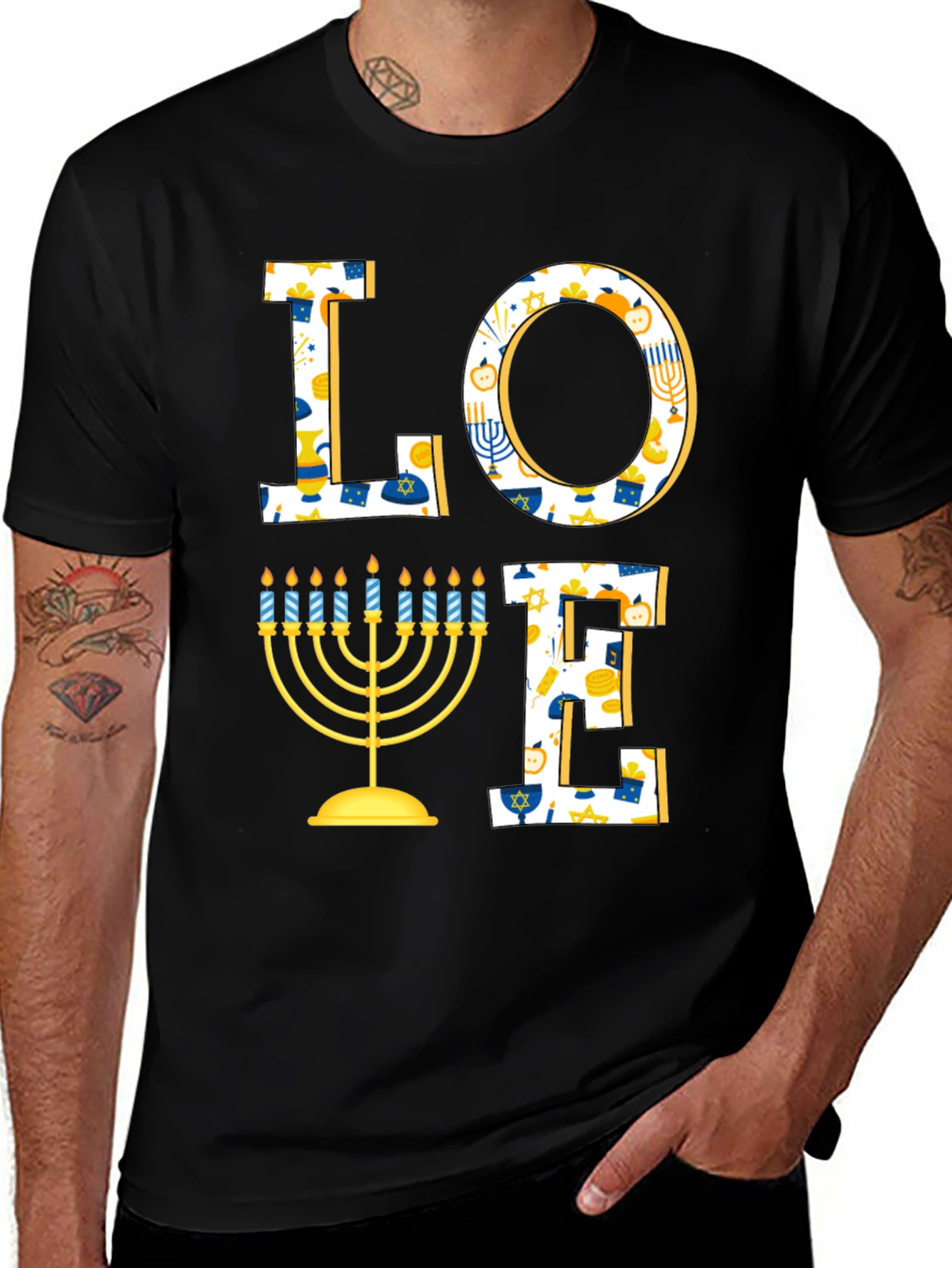 Hanukkah Love T-Shirt - Holiday Festive Graphic Tee