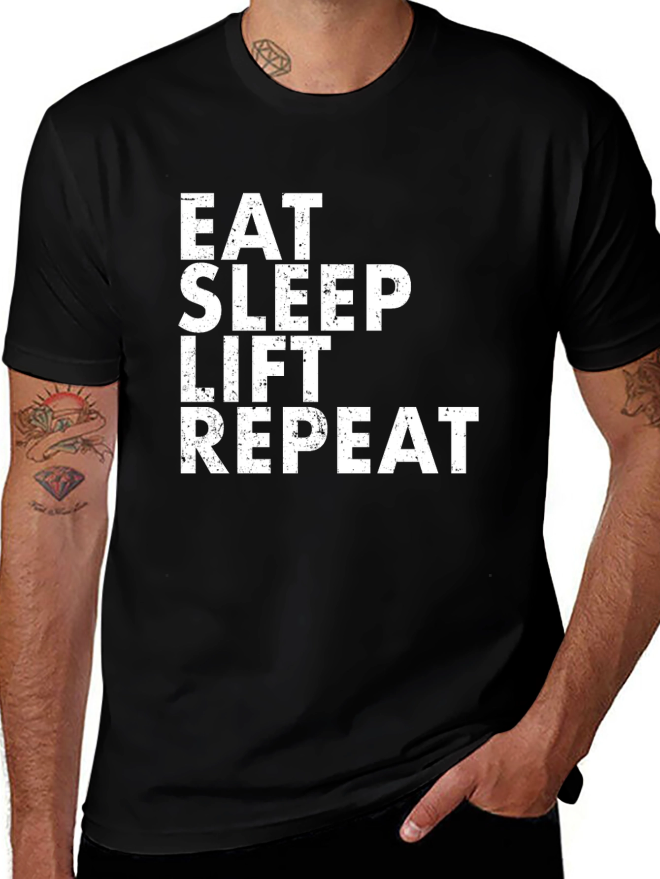 Eat Sleep Lift Repeat Black T-Shirt