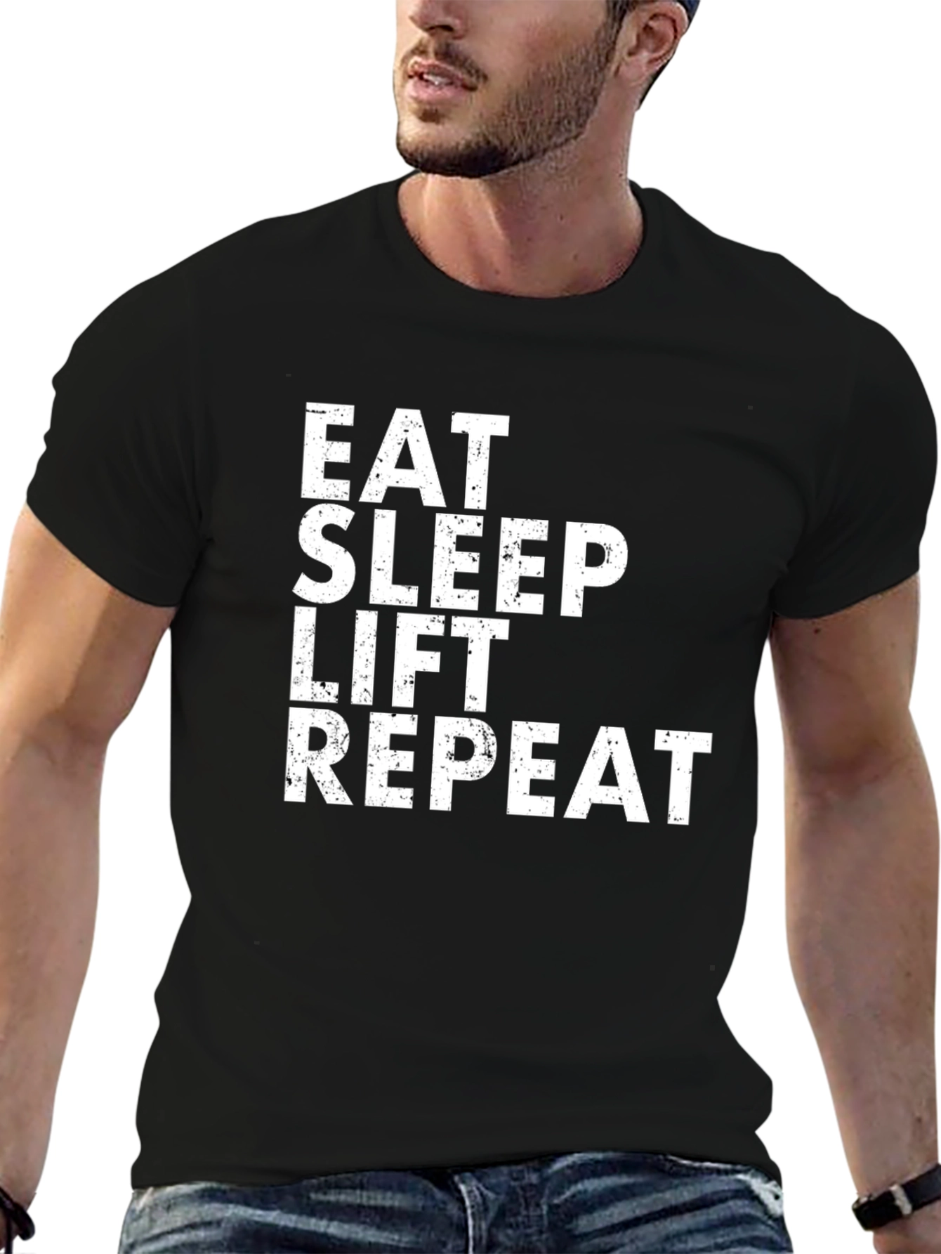 Eat Sleep Lift Repeat Black T-Shirt
