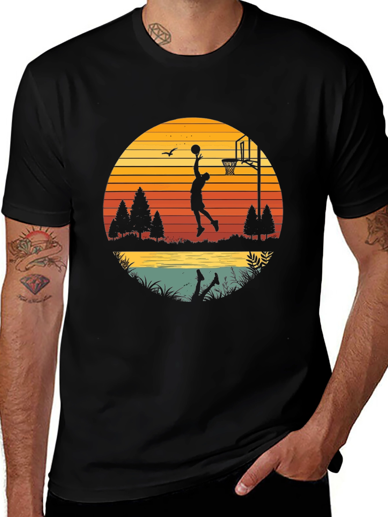Basketball Sunset Graphic T-Shirt