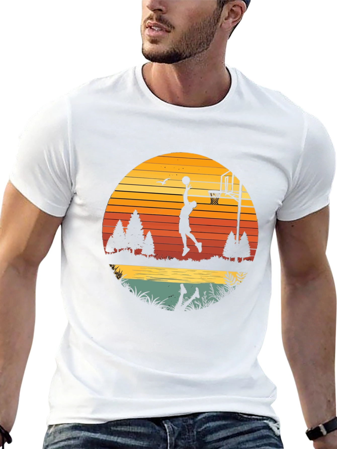 Basketball Sunset Graphic T-Shirt