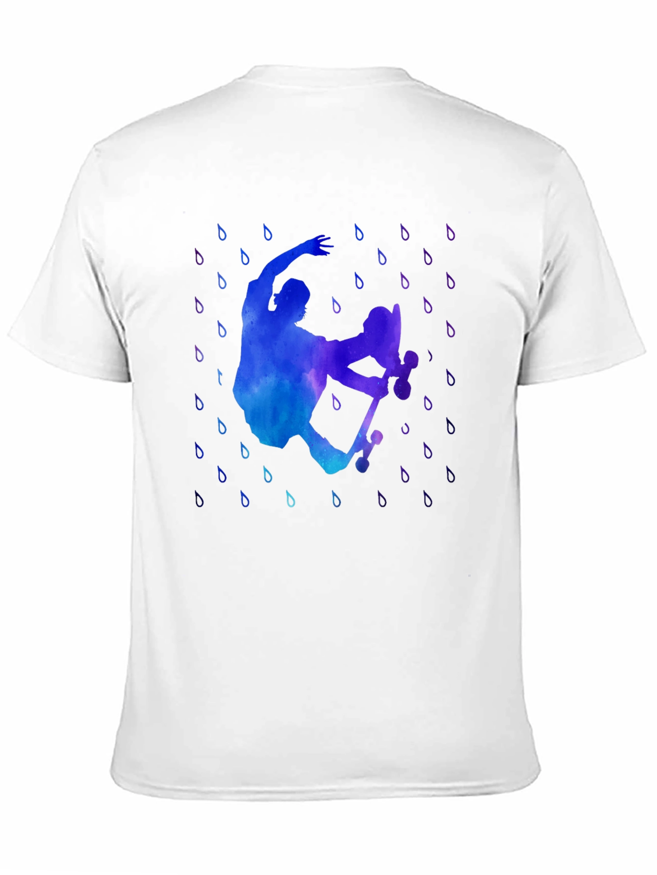 Watercolor Skateboarder Black T-Shirt