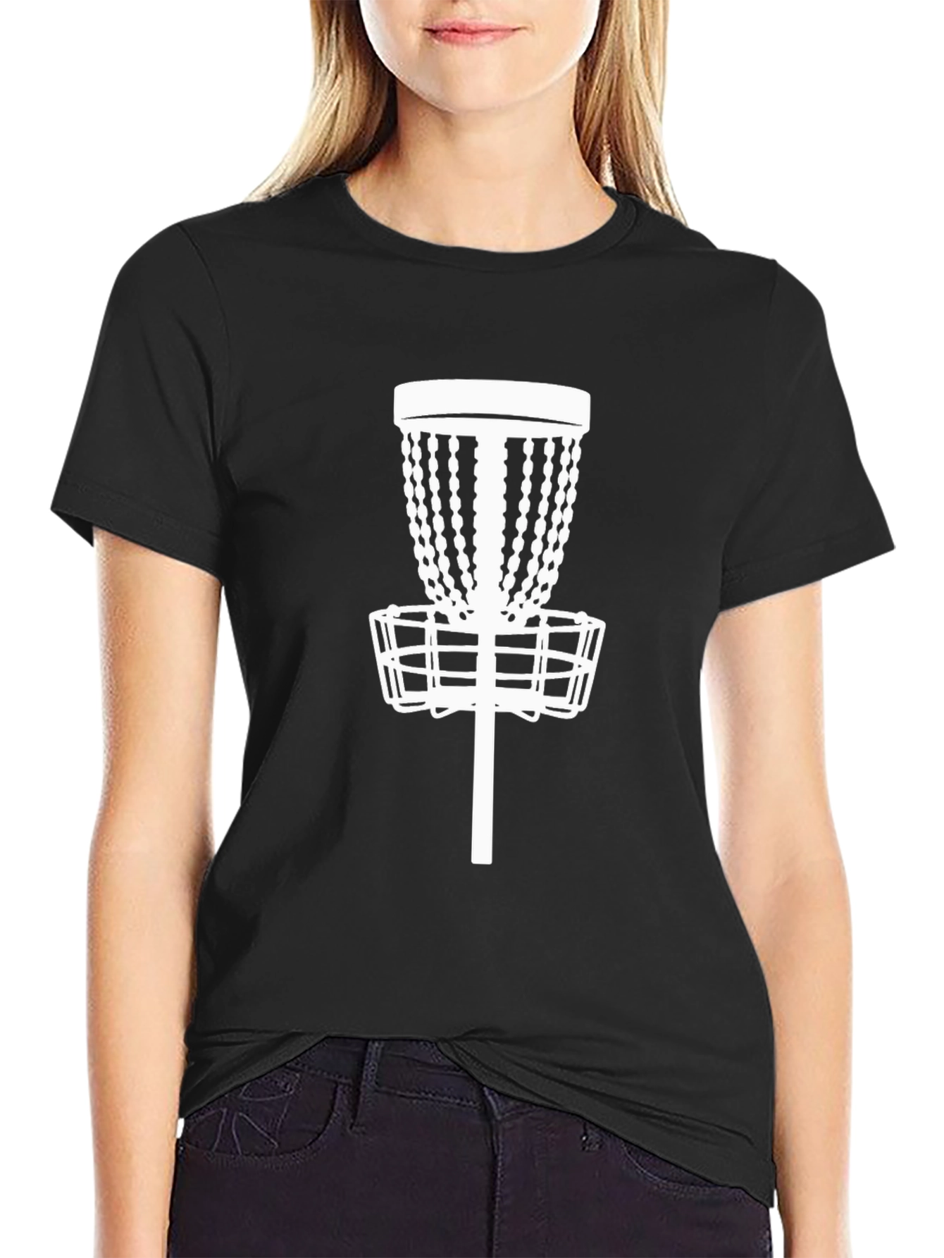Disc Golf Basket Tee - Black Cotton Casual Shirt