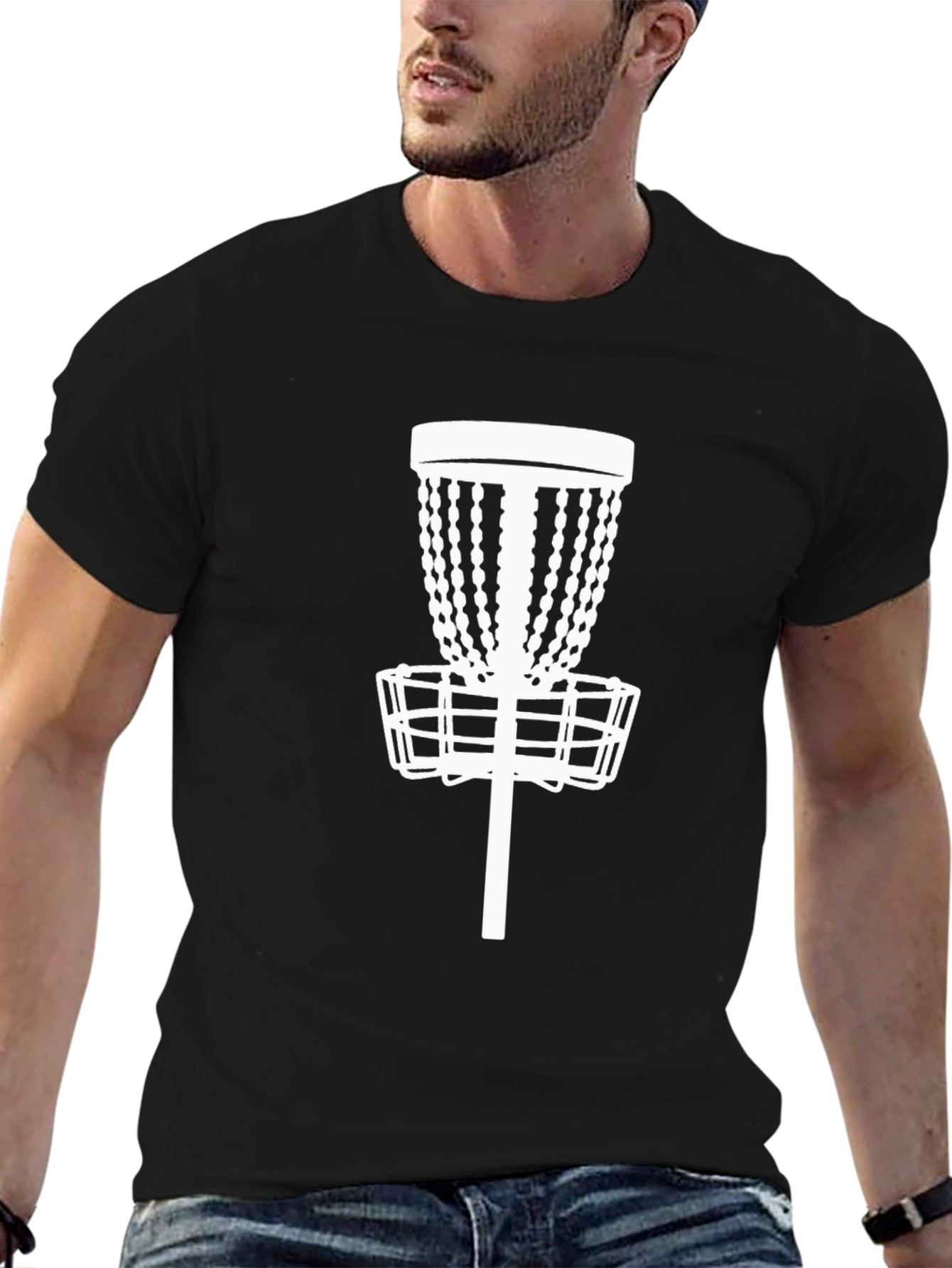 Disc Golf Basket Tee - Black Cotton Casual Shirt