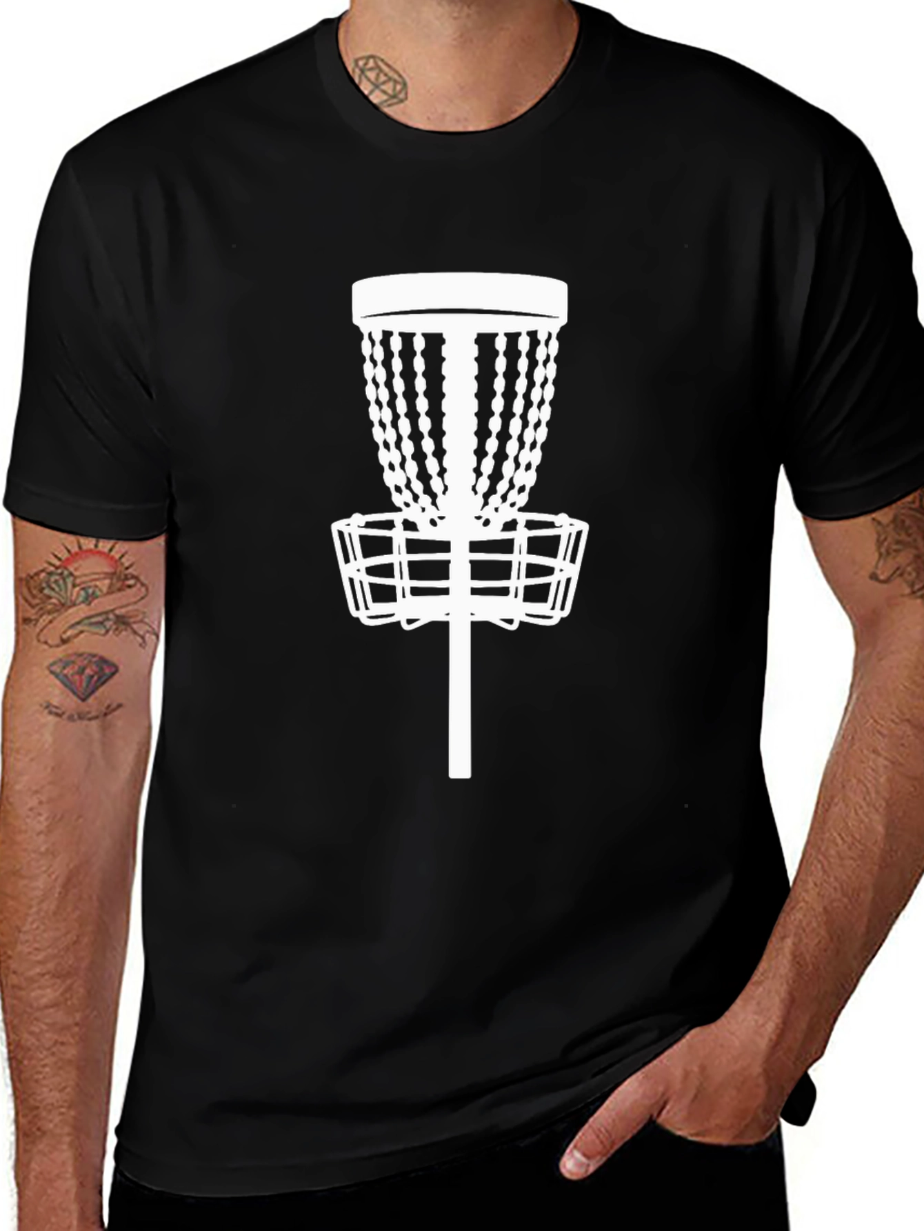 Disc Golf Basket Tee - Black Cotton Casual Shirt