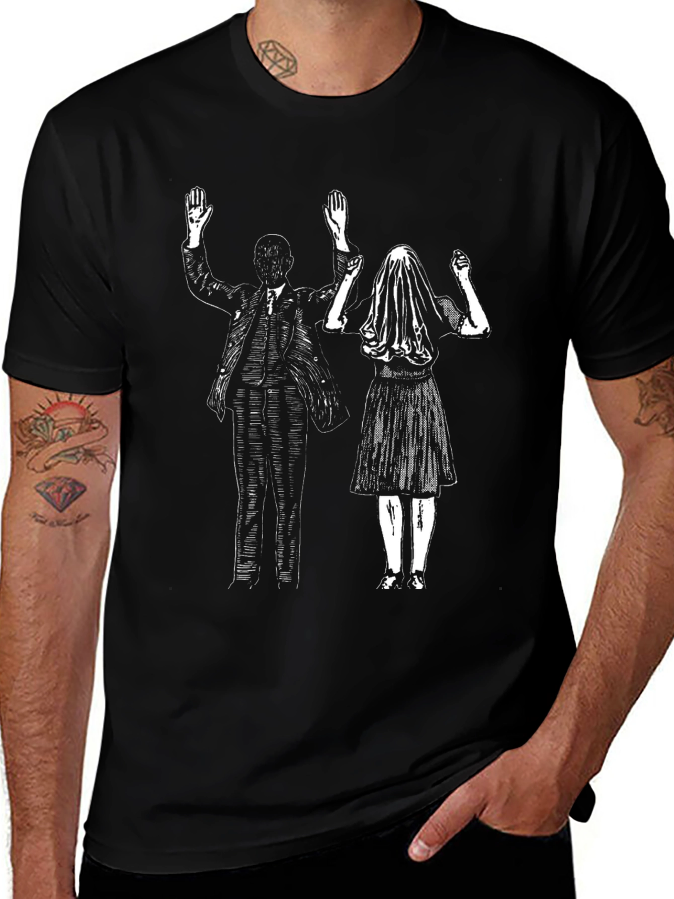 Black Graphic Tee: Bride & Groom Design