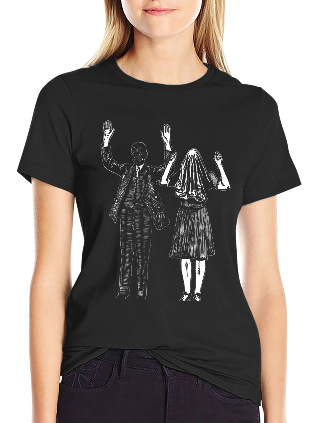 Black Graphic Tee: Bride & Groom Design
