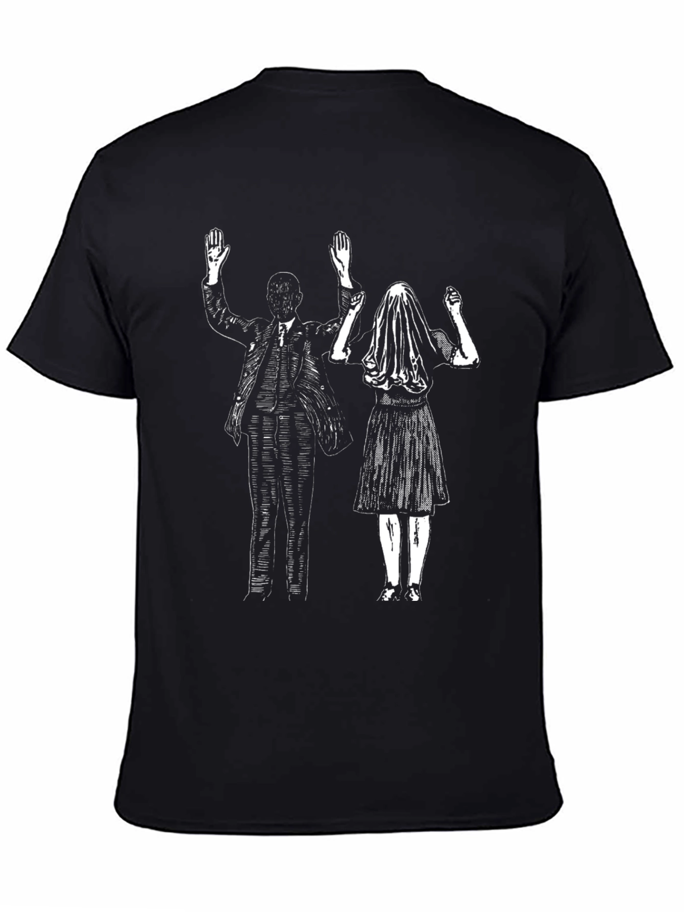 Black Graphic Tee: Bride & Groom Design