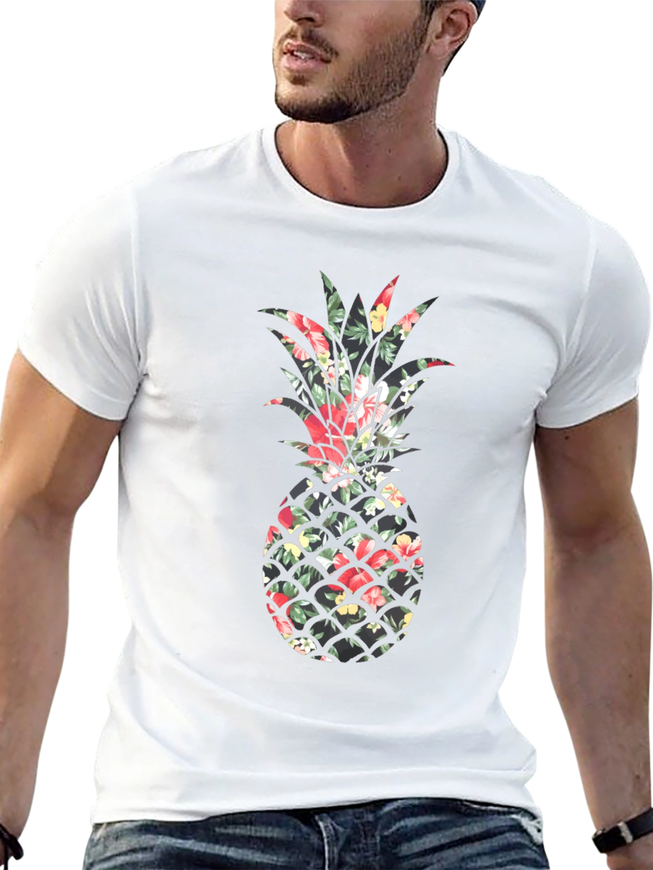 Floral Pineapple Print Tee