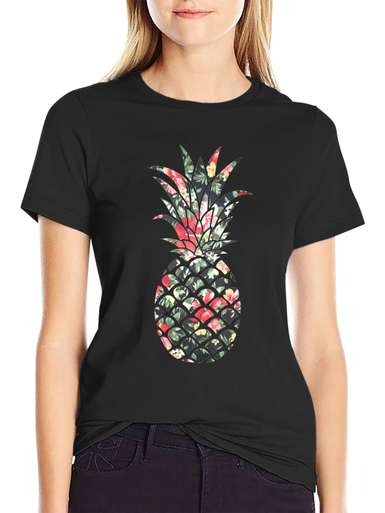 Floral Pineapple Print Tee