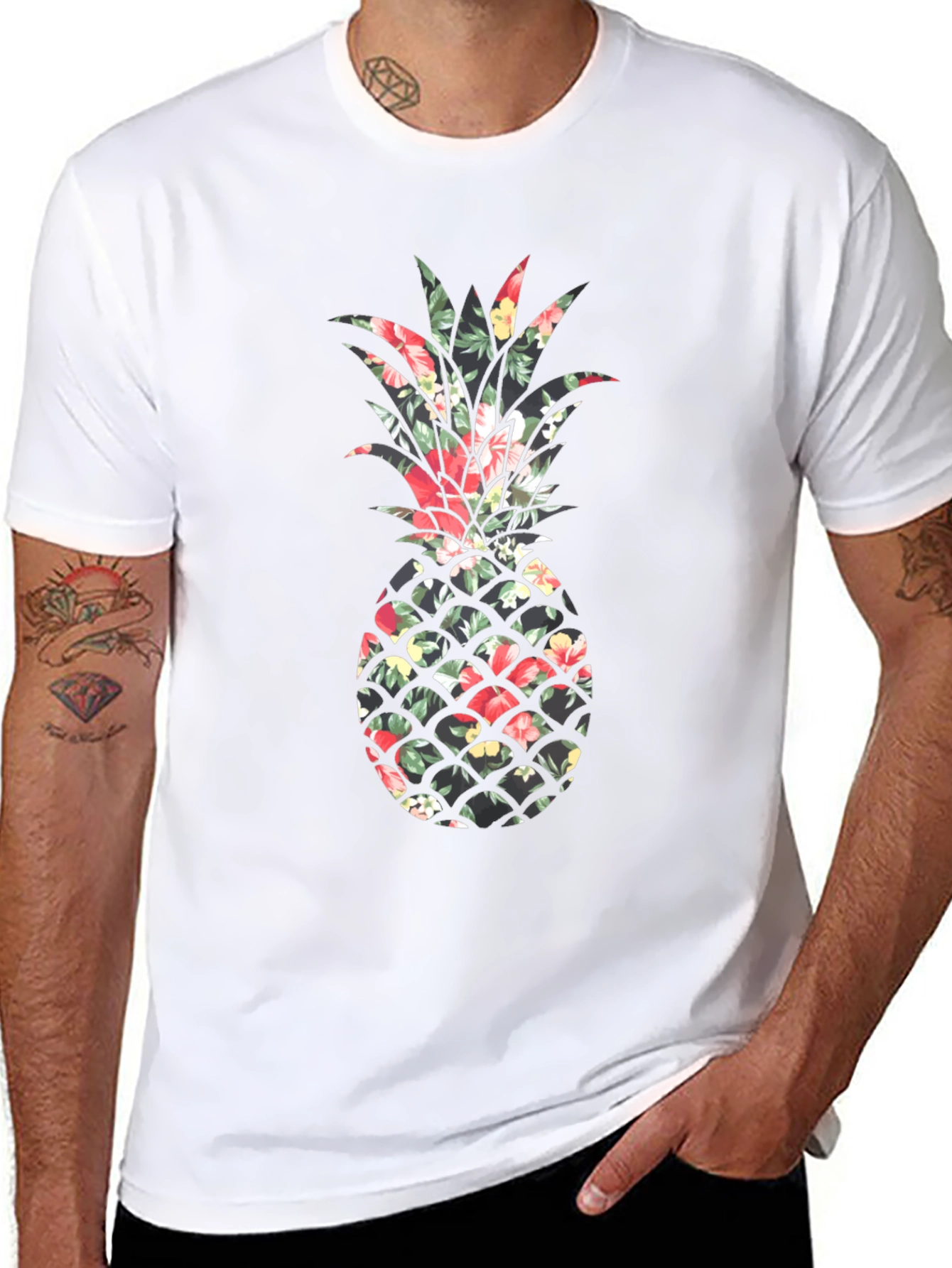 Floral Pineapple Print Tee