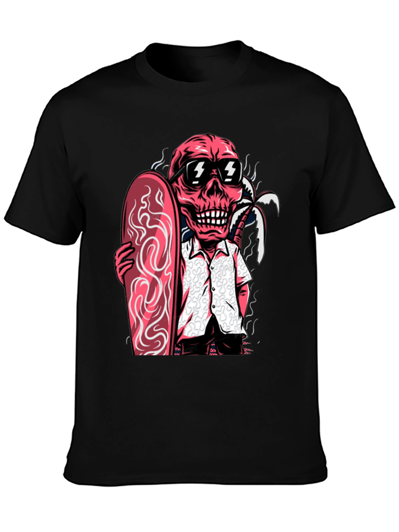 Skull Surfer Graphic Tee - Mens Black T-Shirt