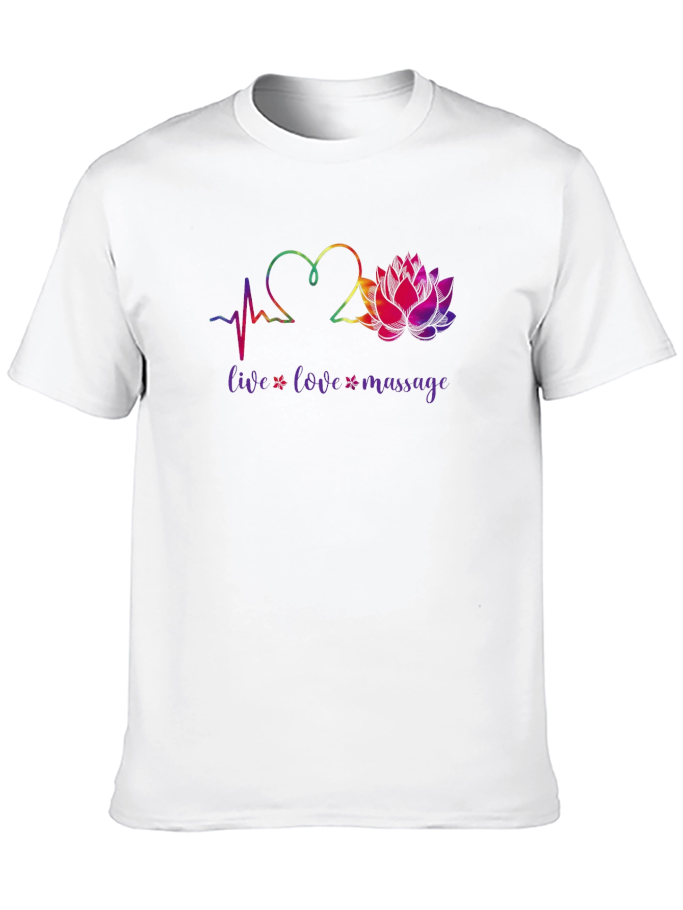 Live Love Massage Heart & Lotus Black T-Shirt