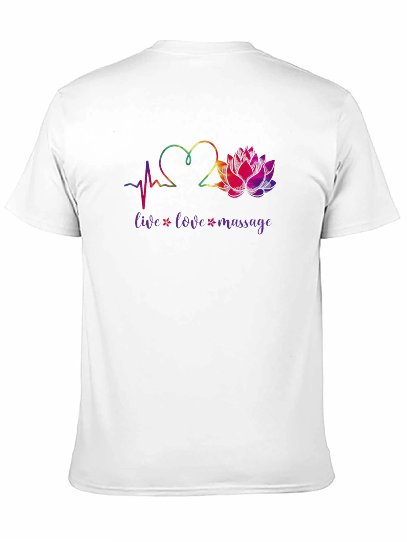 Live Love Massage Heart & Lotus Black T-Shirt