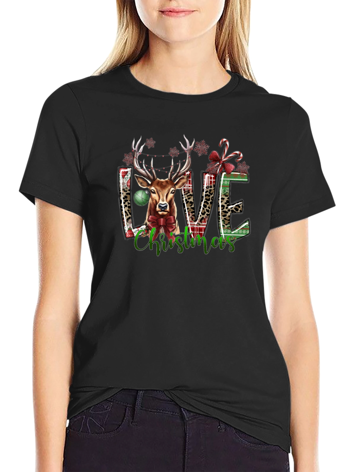 Christmas Reindeer T-Shirt Festive Holiday Tee