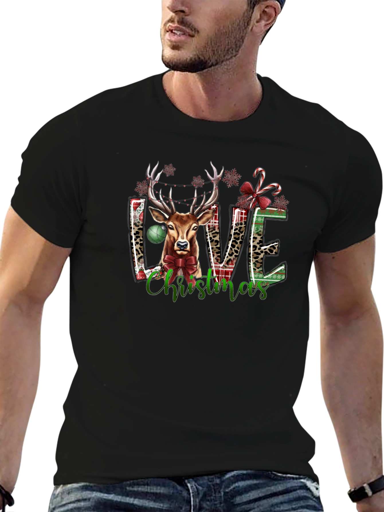 Christmas Reindeer T-Shirt Festive Holiday Tee