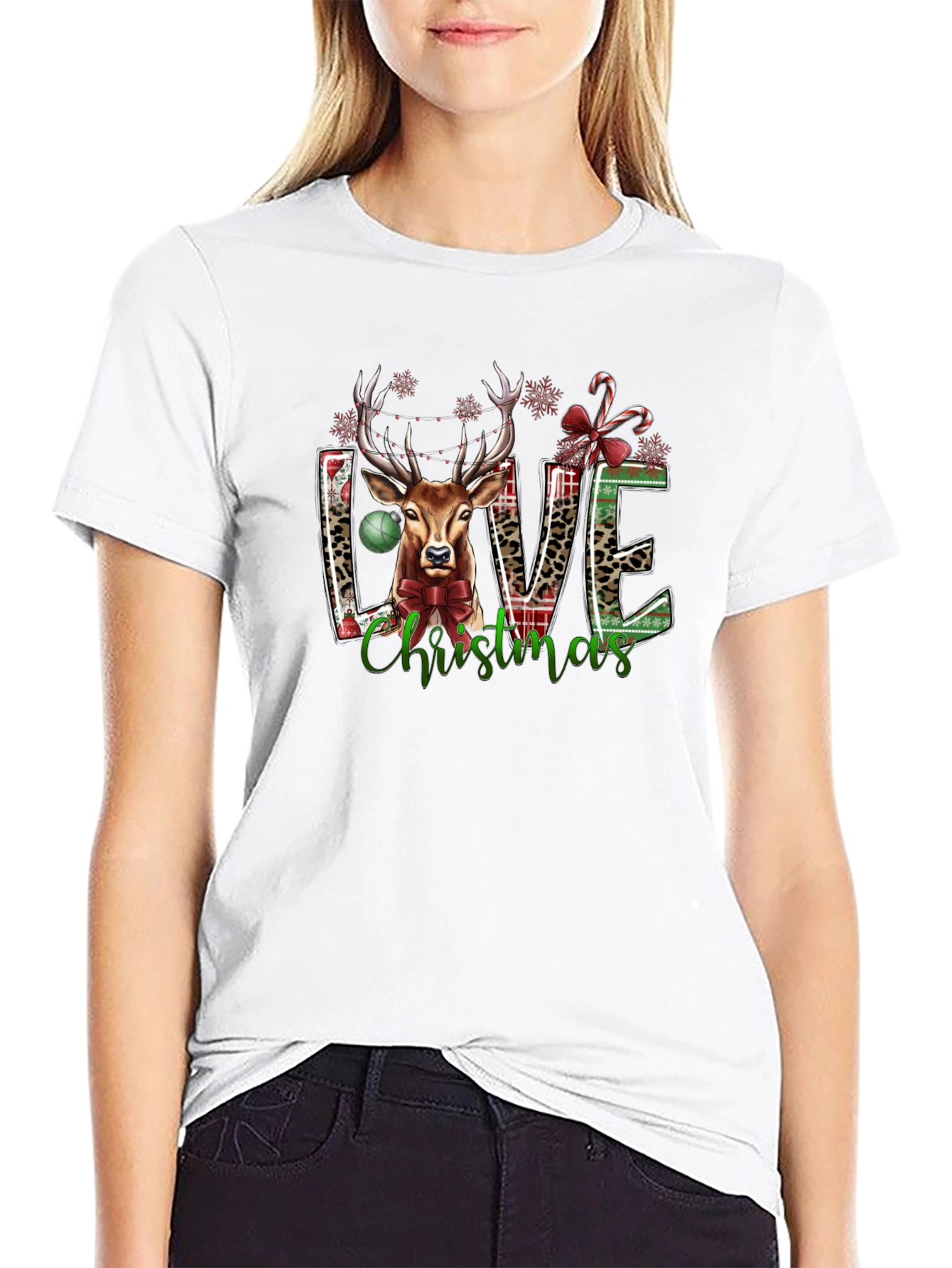 Christmas Reindeer T-Shirt Festive Holiday Tee