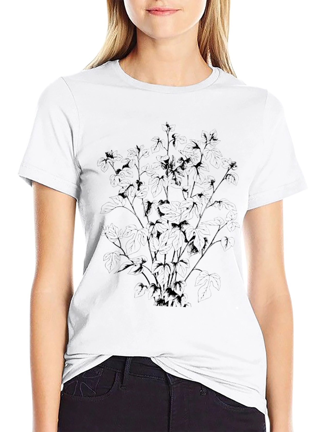 Black Botanical Print Tee - Mens Casual Style
