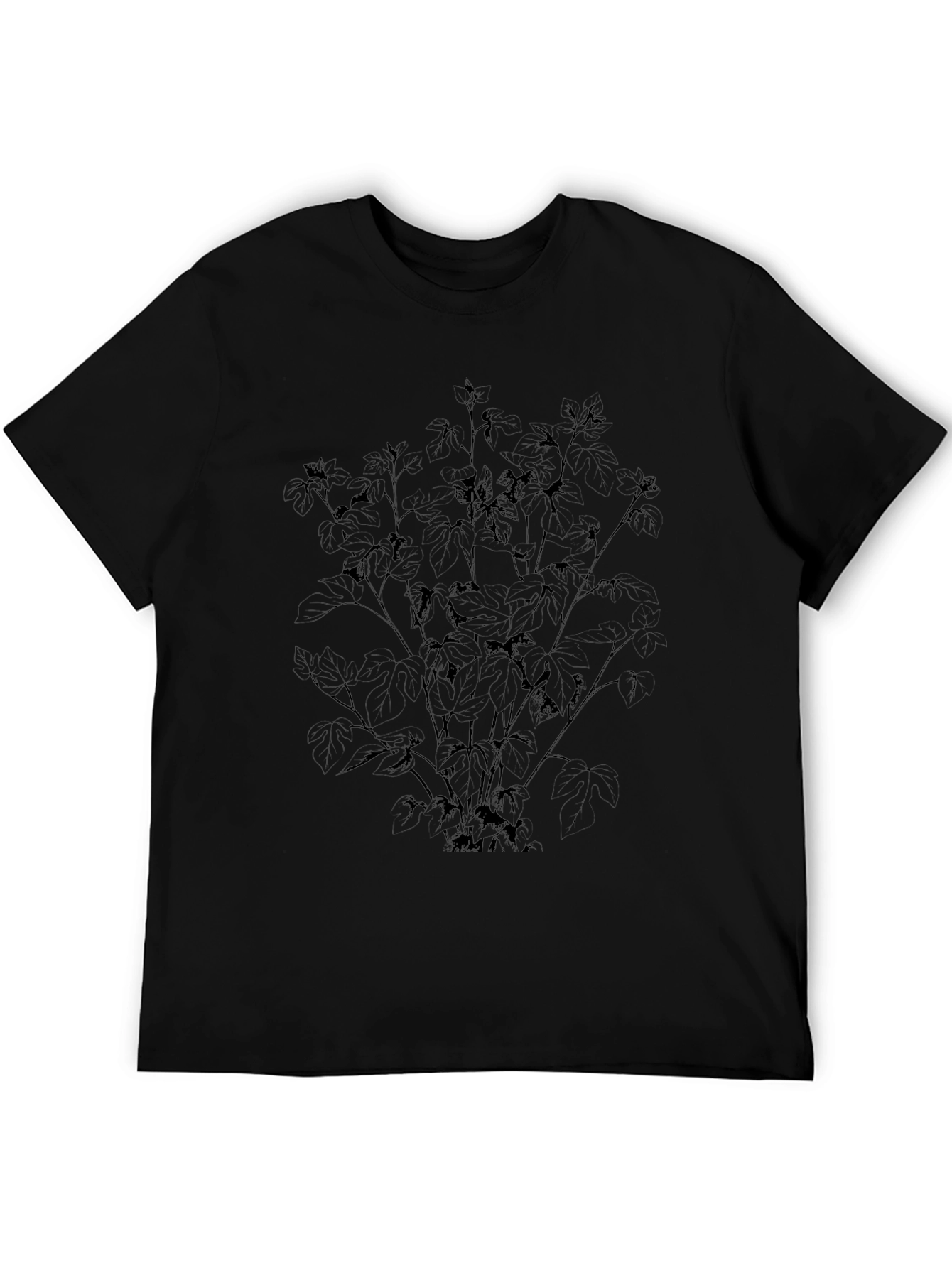Black Botanical Print Tee - Mens Casual Style
