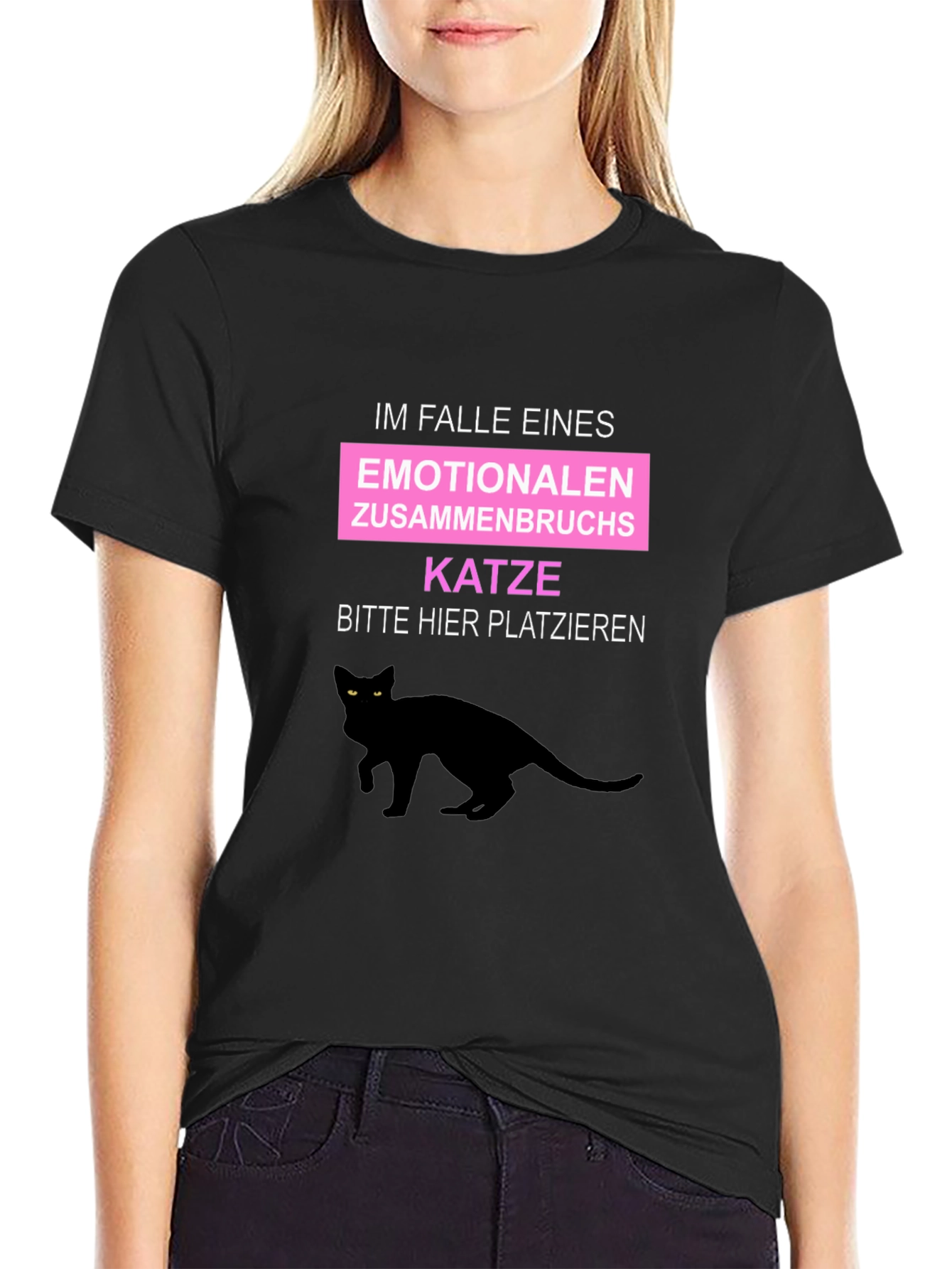 Emotional Support Katze T-Shirt - Black