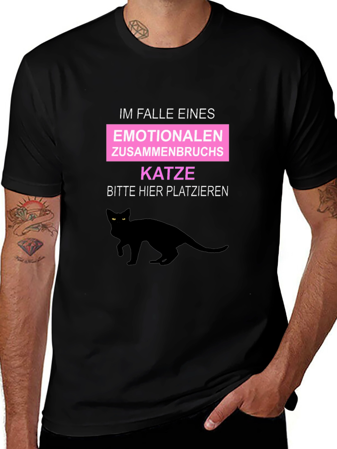 Emotional Support Katze T-Shirt - Black