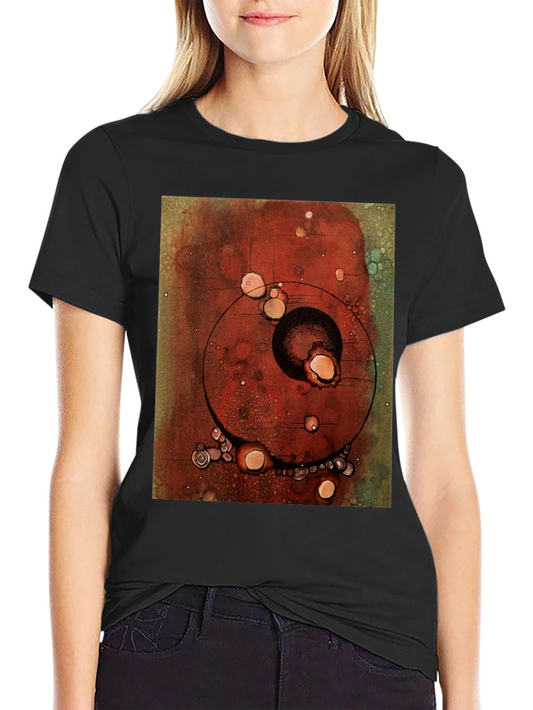 Abstract Art Print Black Crew Neck T-Shirt