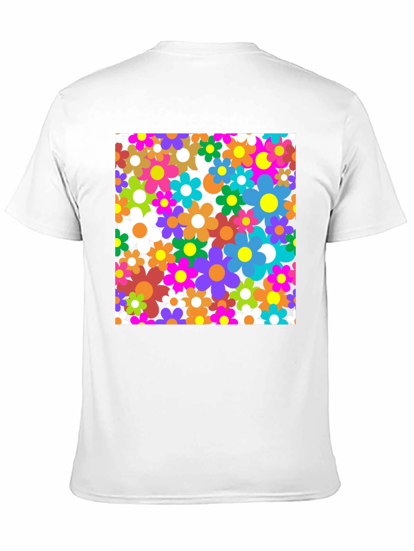 Retro Floral Graphic Tee - Black Cotton