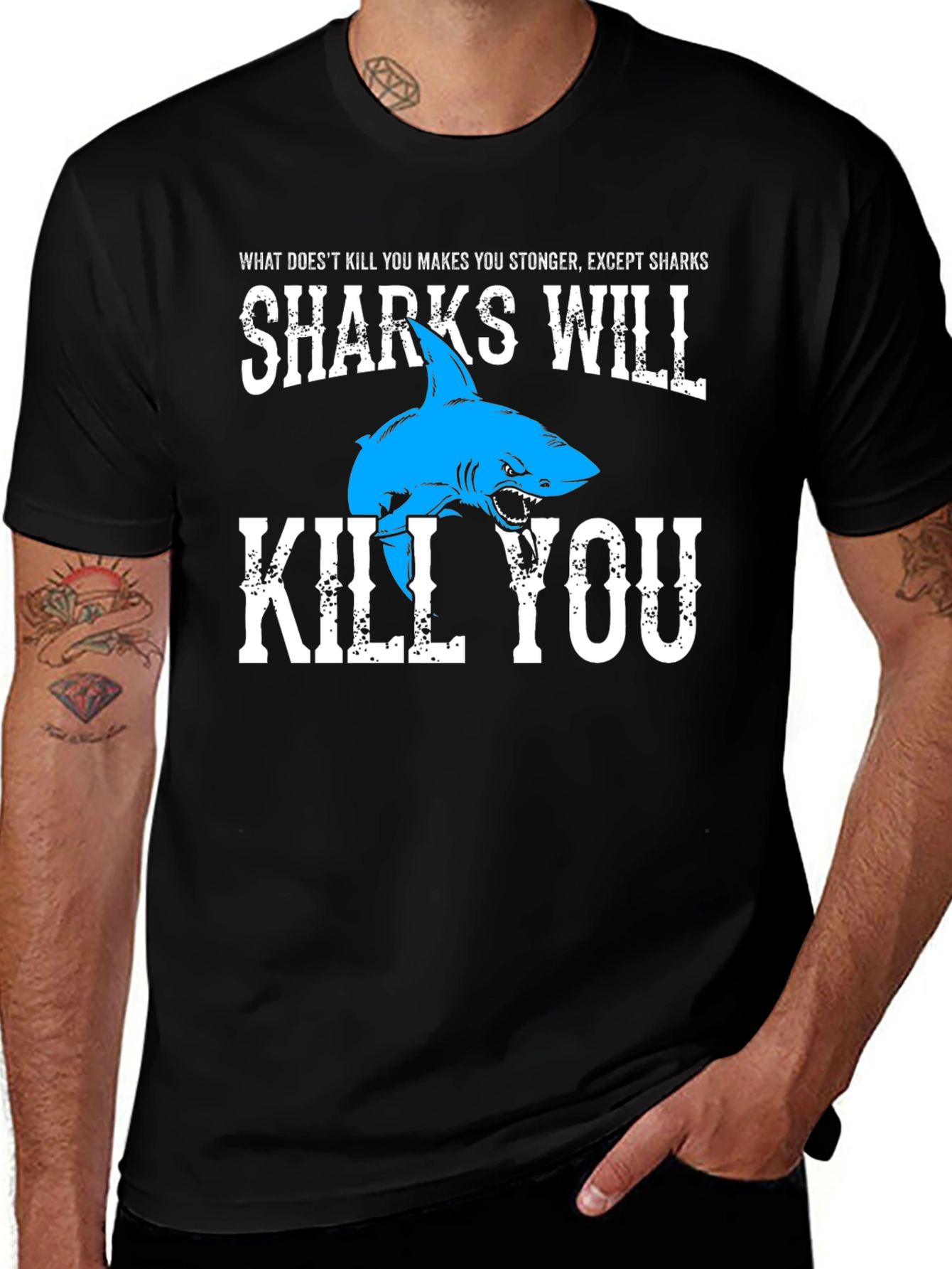 Sharks Will Kill You T-Shirt Funny Shark Lover Tee