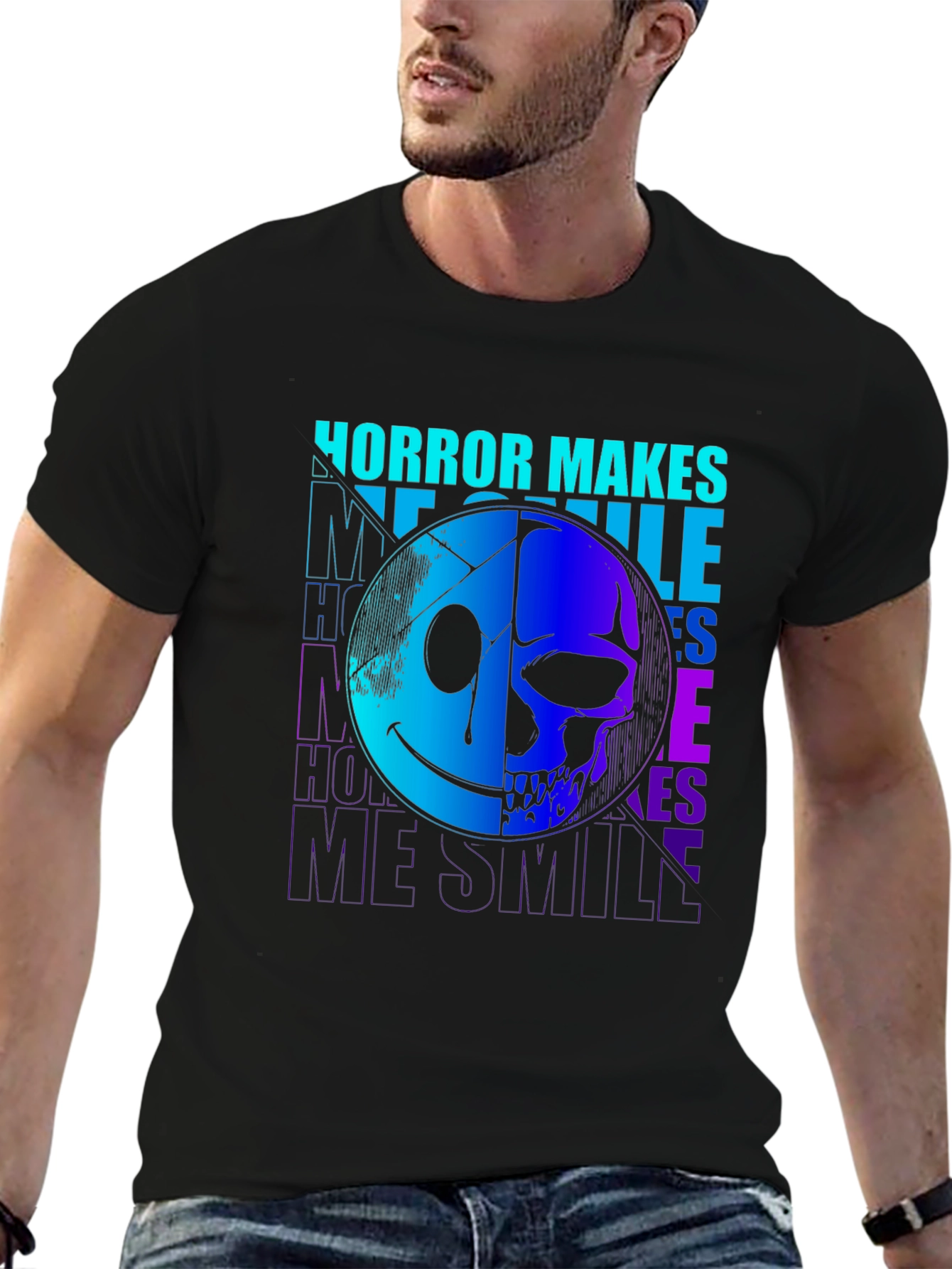 Horror Makes Me Smile Graphic Print T-Shirt