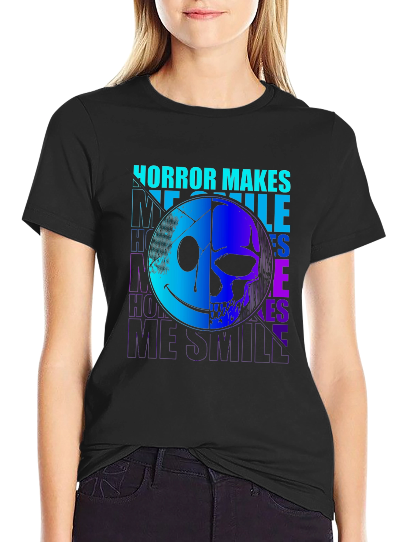Horror Makes Me Smile Graphic Print T-Shirt
