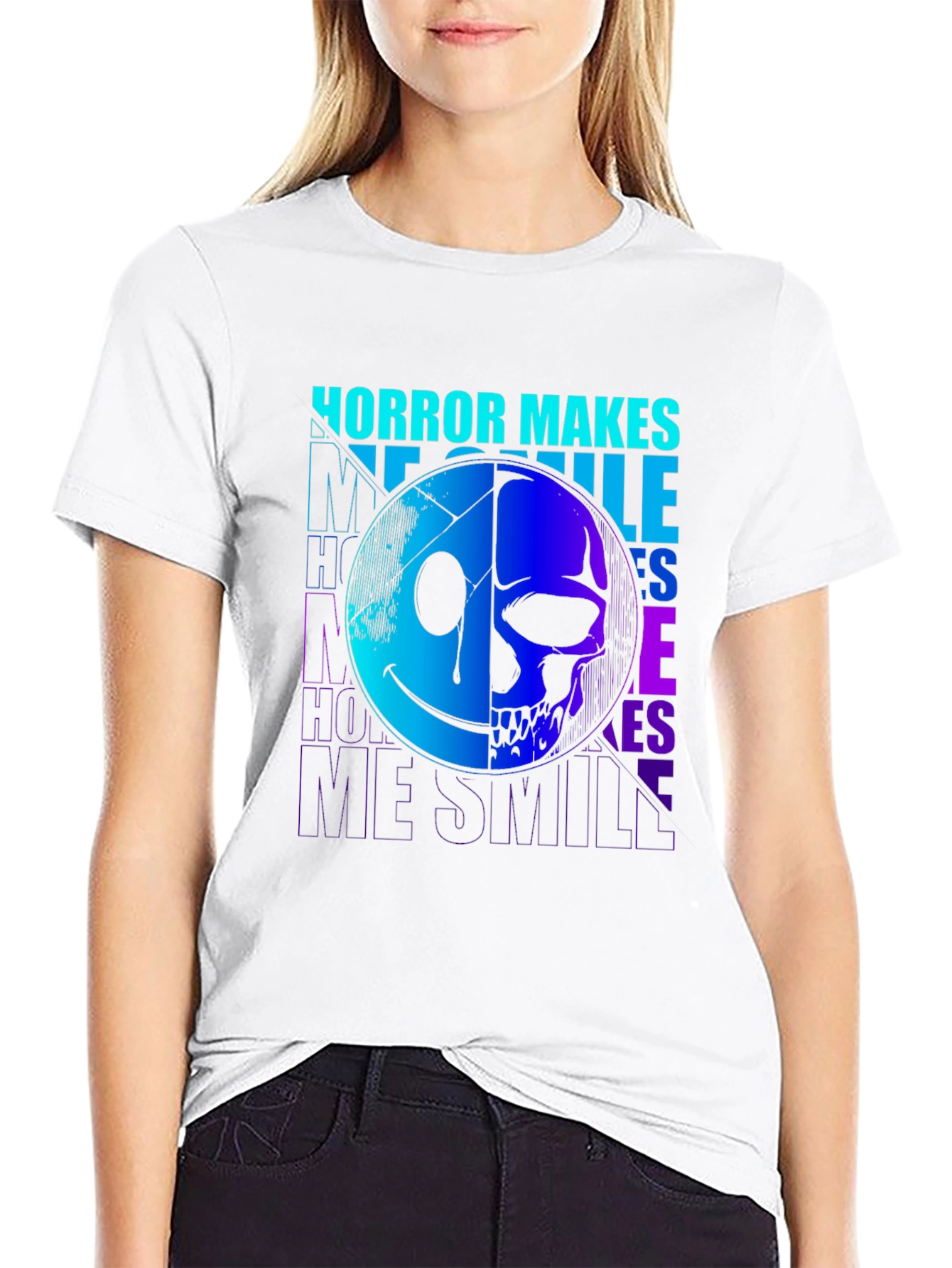 Horror Makes Me Smile Graphic Print T-Shirt