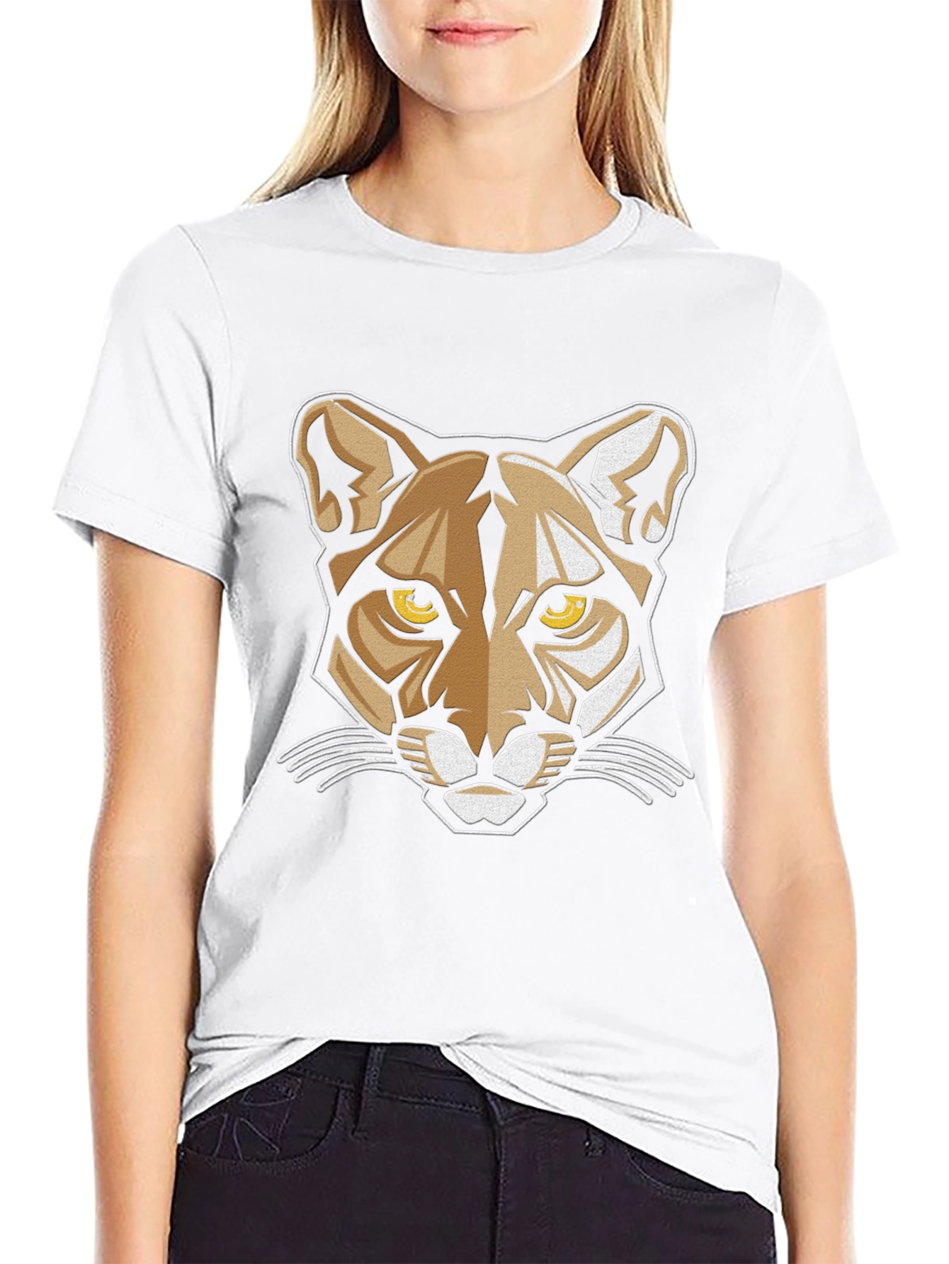 Cool Cat Graphic Tee - Black Crew Neck T-Shirt