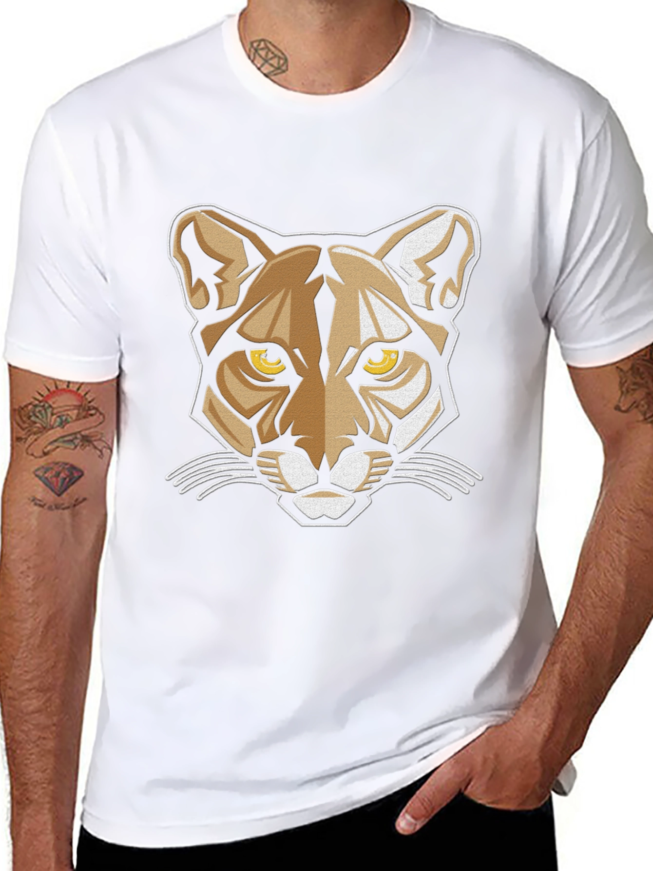Cool Cat Graphic Tee - Black Crew Neck T-Shirt