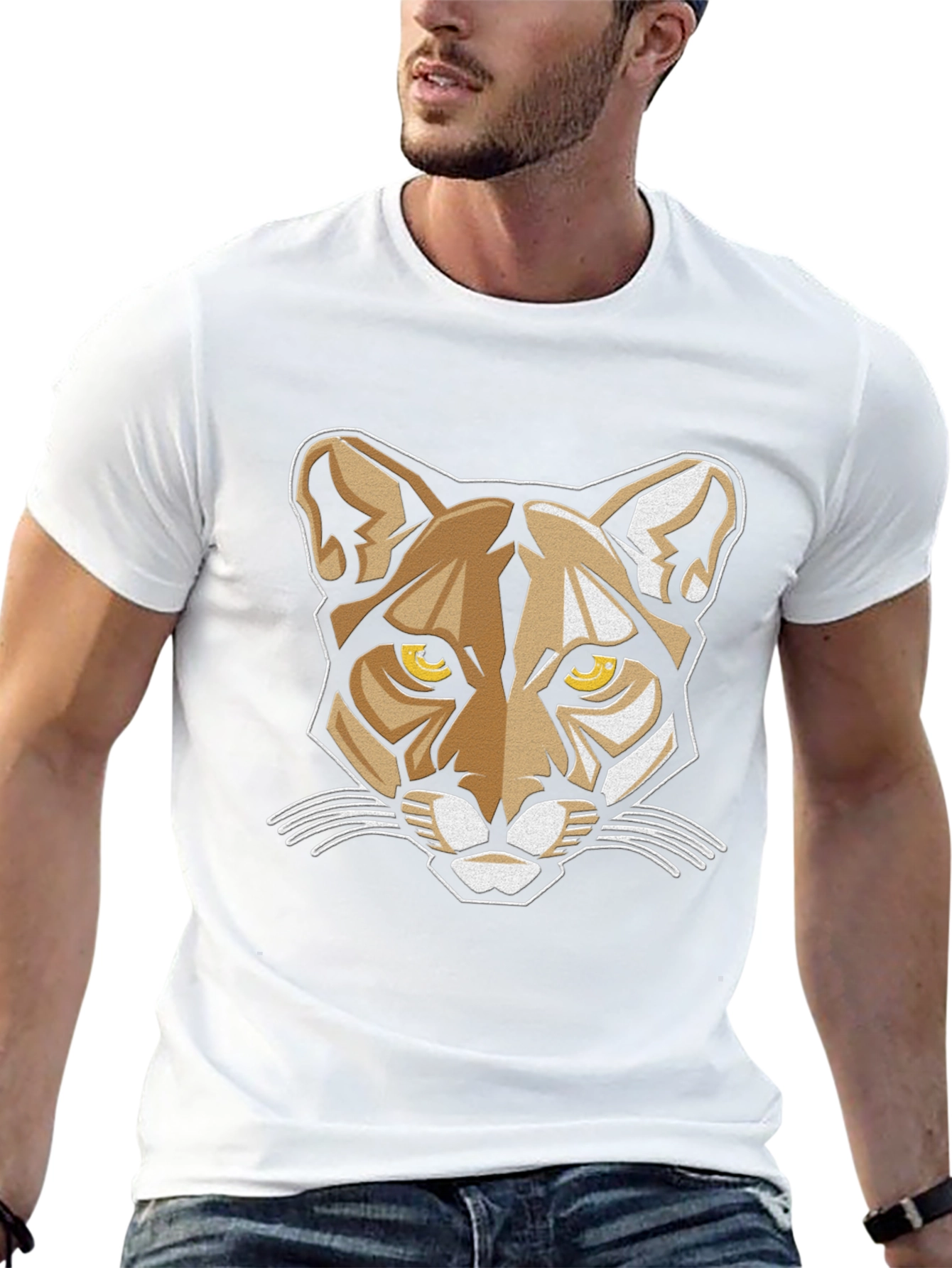 Cool Cat Graphic Tee - Black Crew Neck T-Shirt