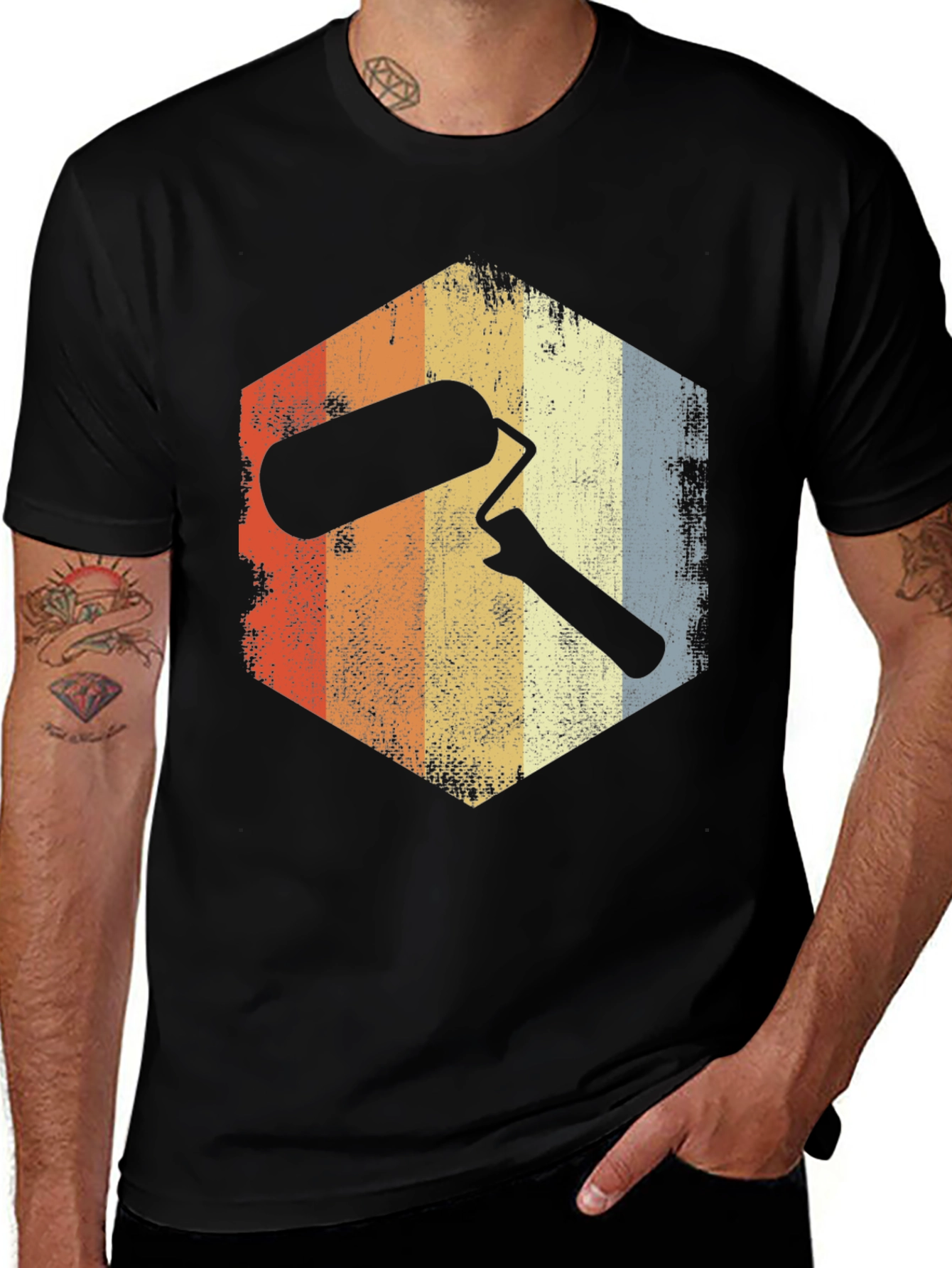 Retro Painter T-Shirt with Roller Graphic