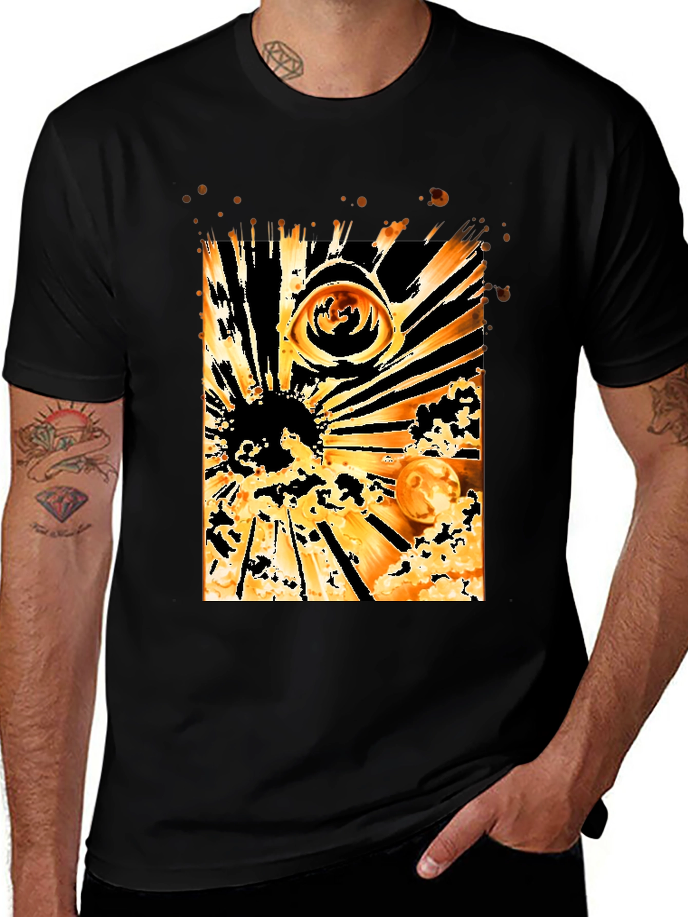 Eye & Solar Burst Graphic Black T-Shirt