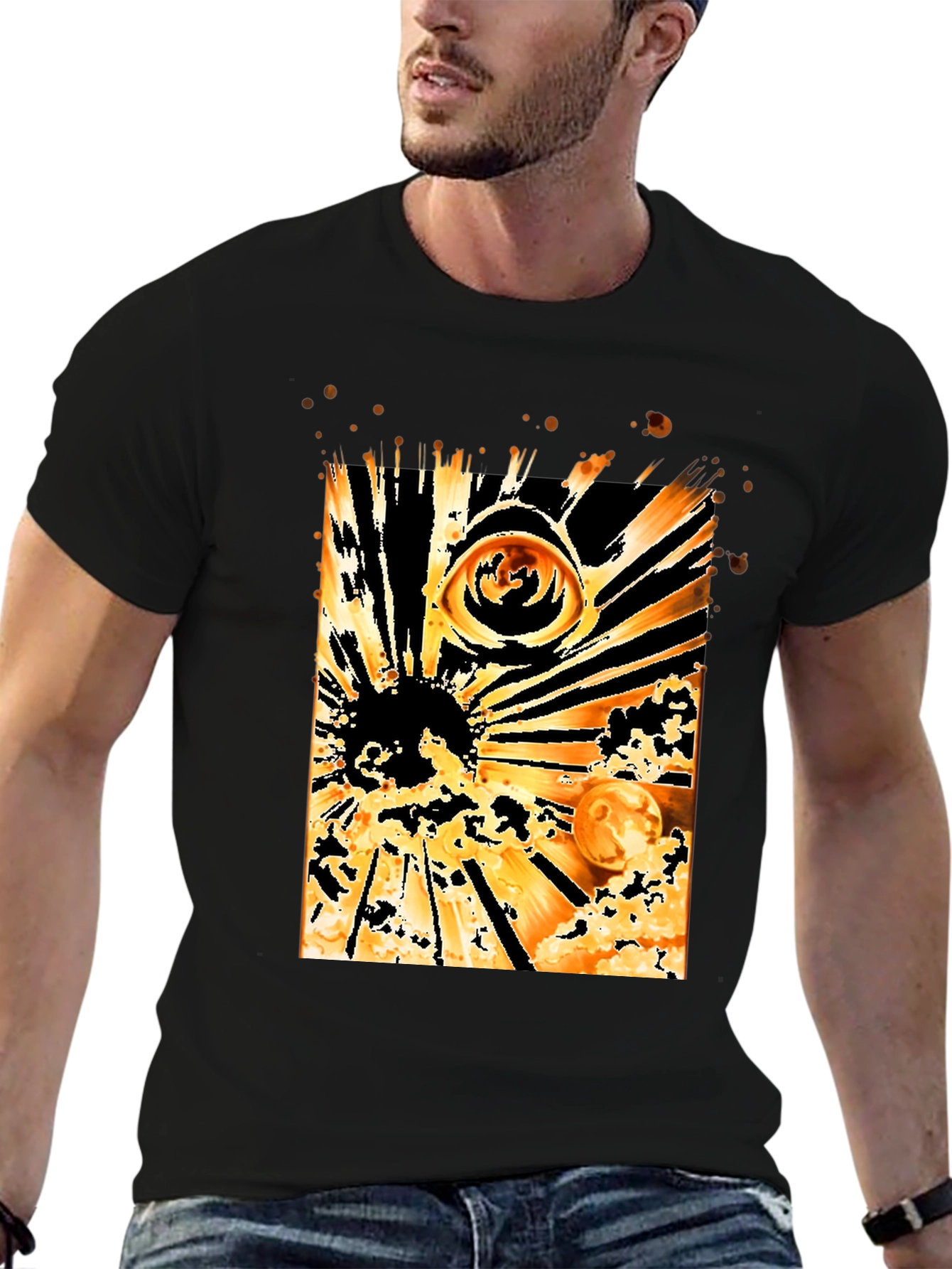 Eye & Solar Burst Graphic Black T-Shirt