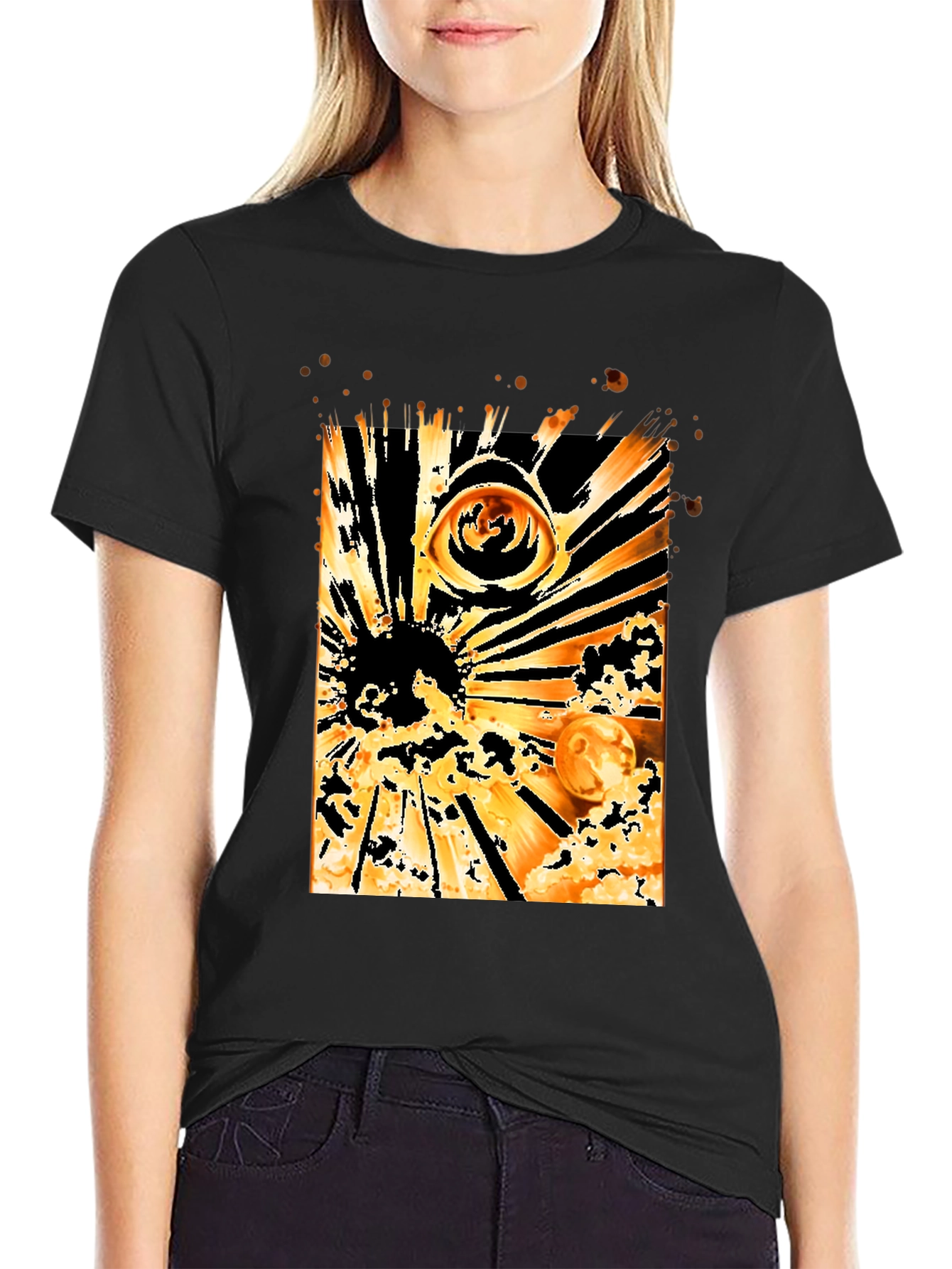 Eye & Solar Burst Graphic Black T-Shirt